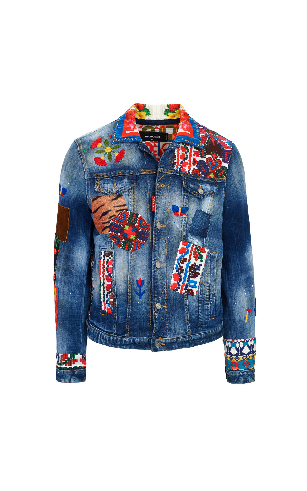 Denim jacket with patches Dsquared2