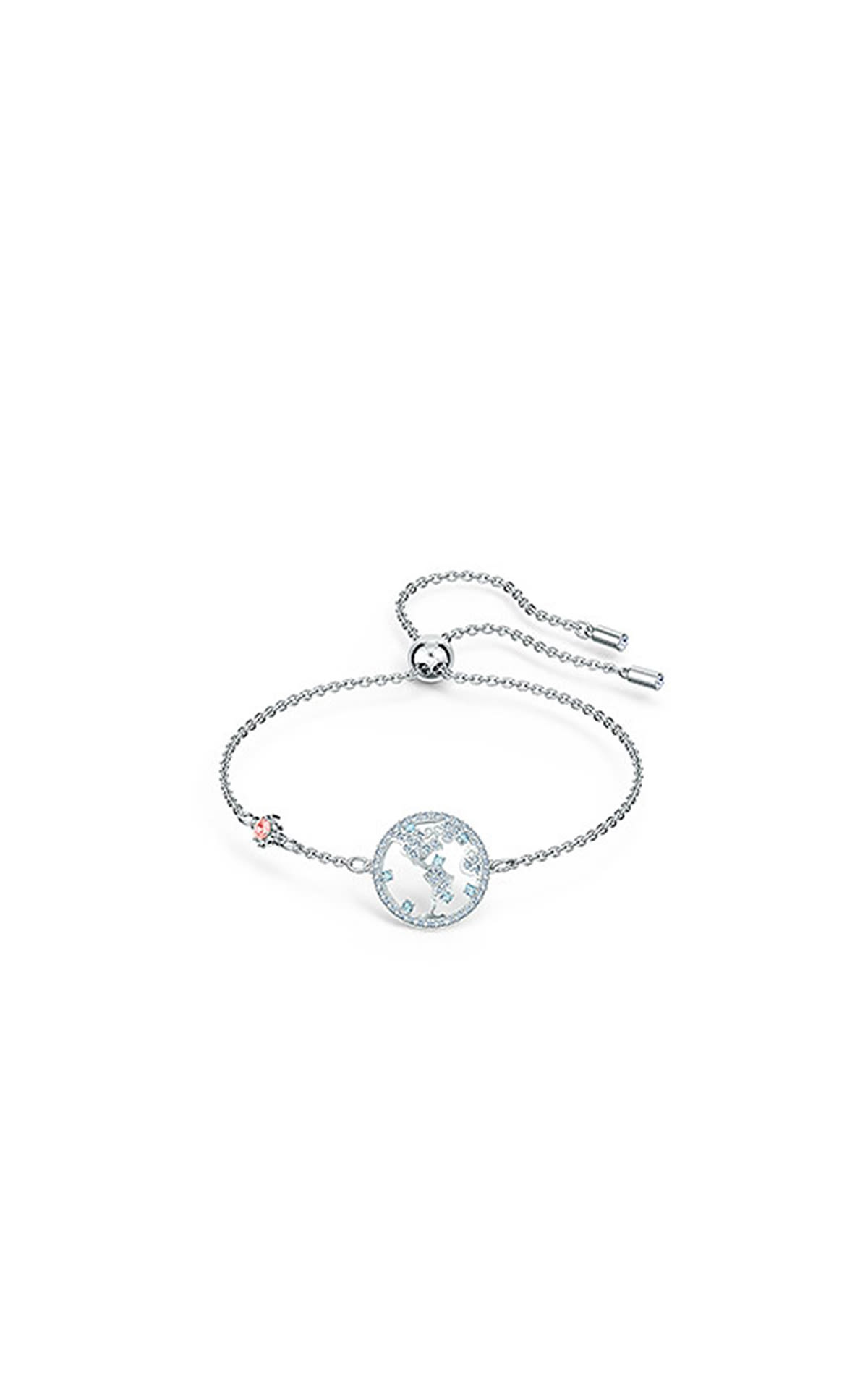 Bracciale morbido Globe, regolabile, bianco placcato in rodio Swarovski