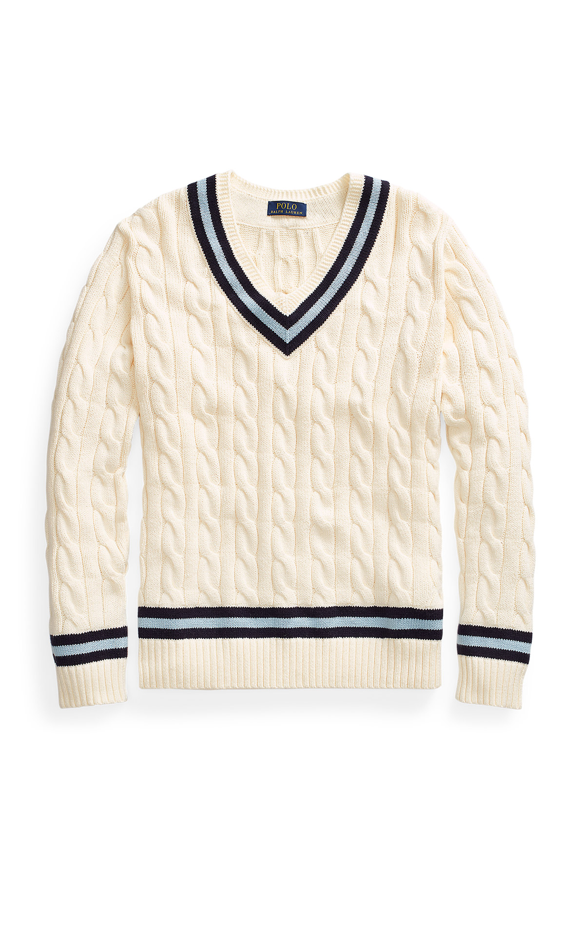 Beige V-neck knitted sweater Polo Ralph Lauren Men outlet barcelona la roca village