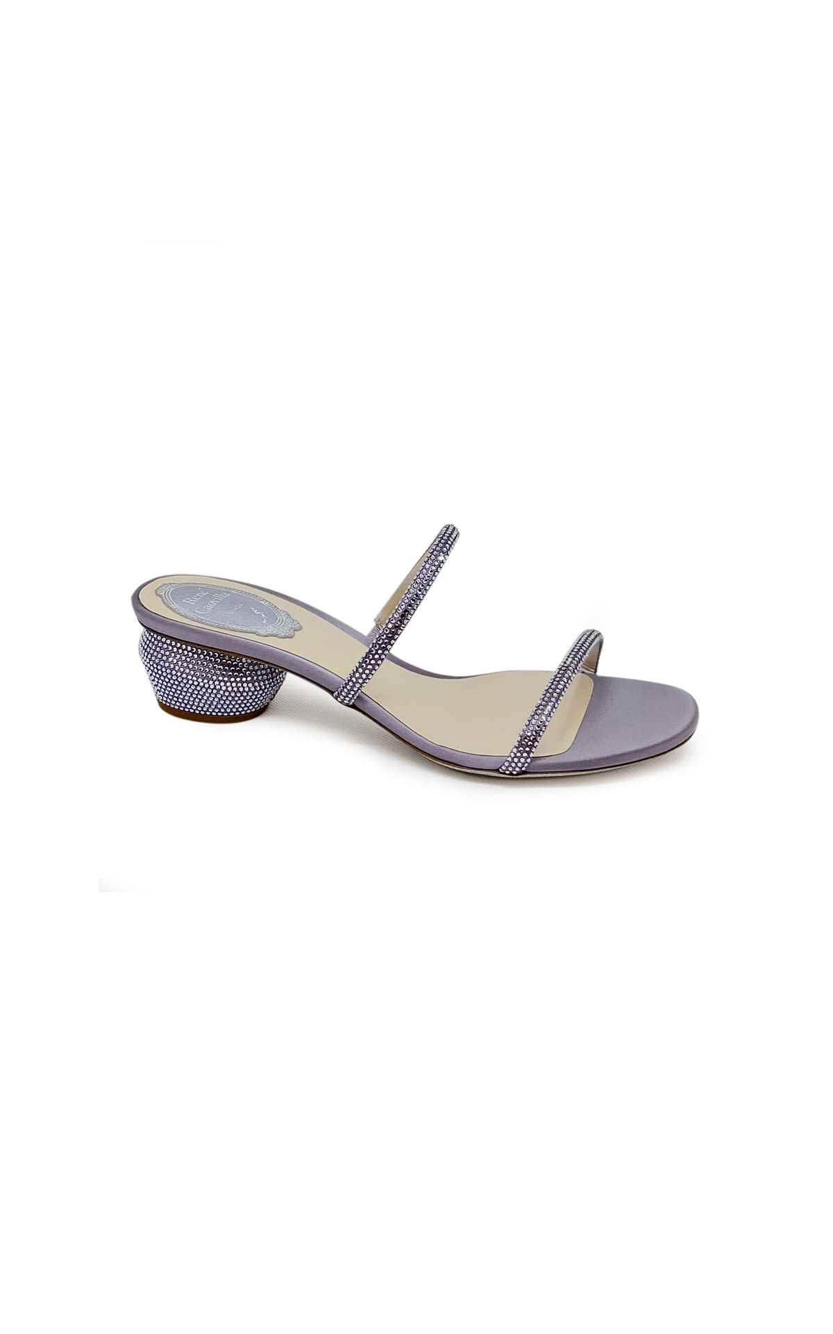 Bessie sandals in satin lilac color