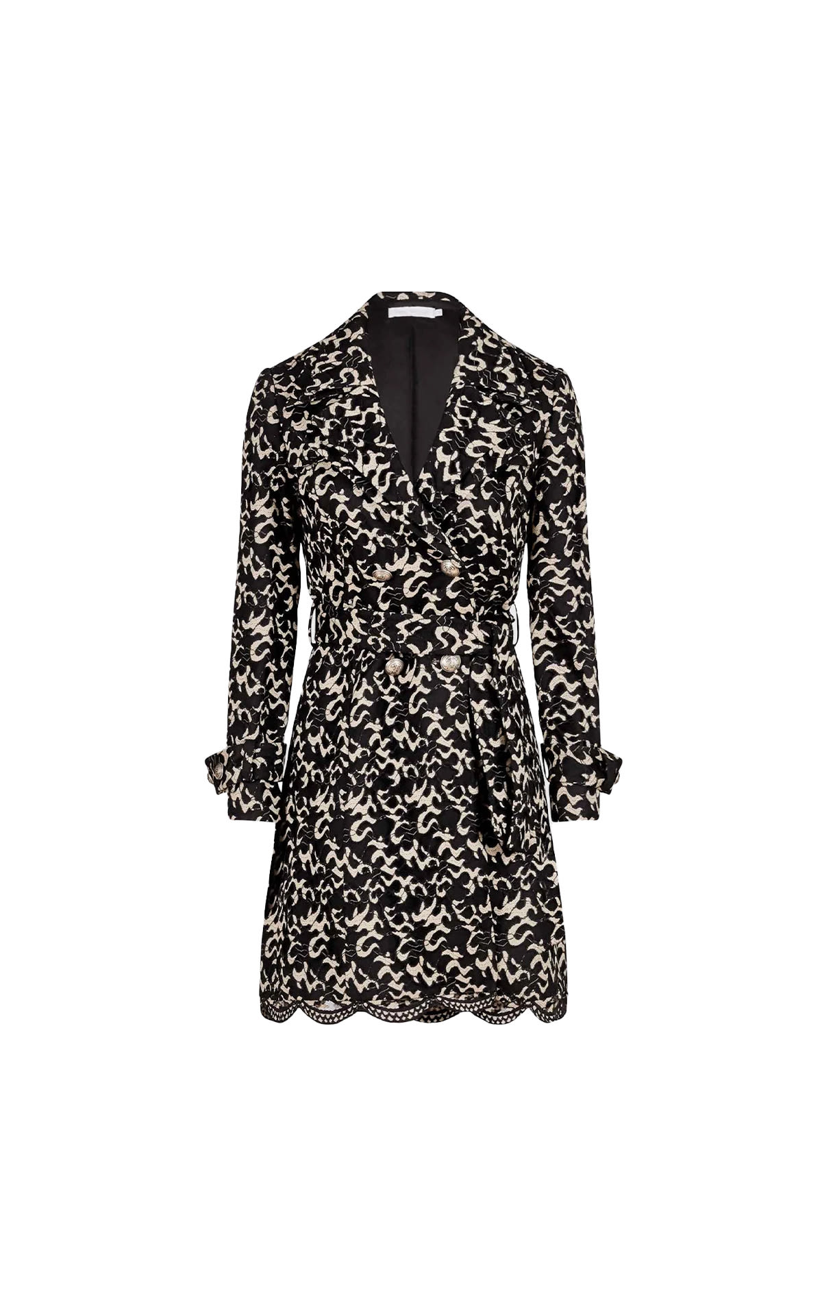 Anne Fontaine Trench jacket with black openwork abstract lace La Vallée Village