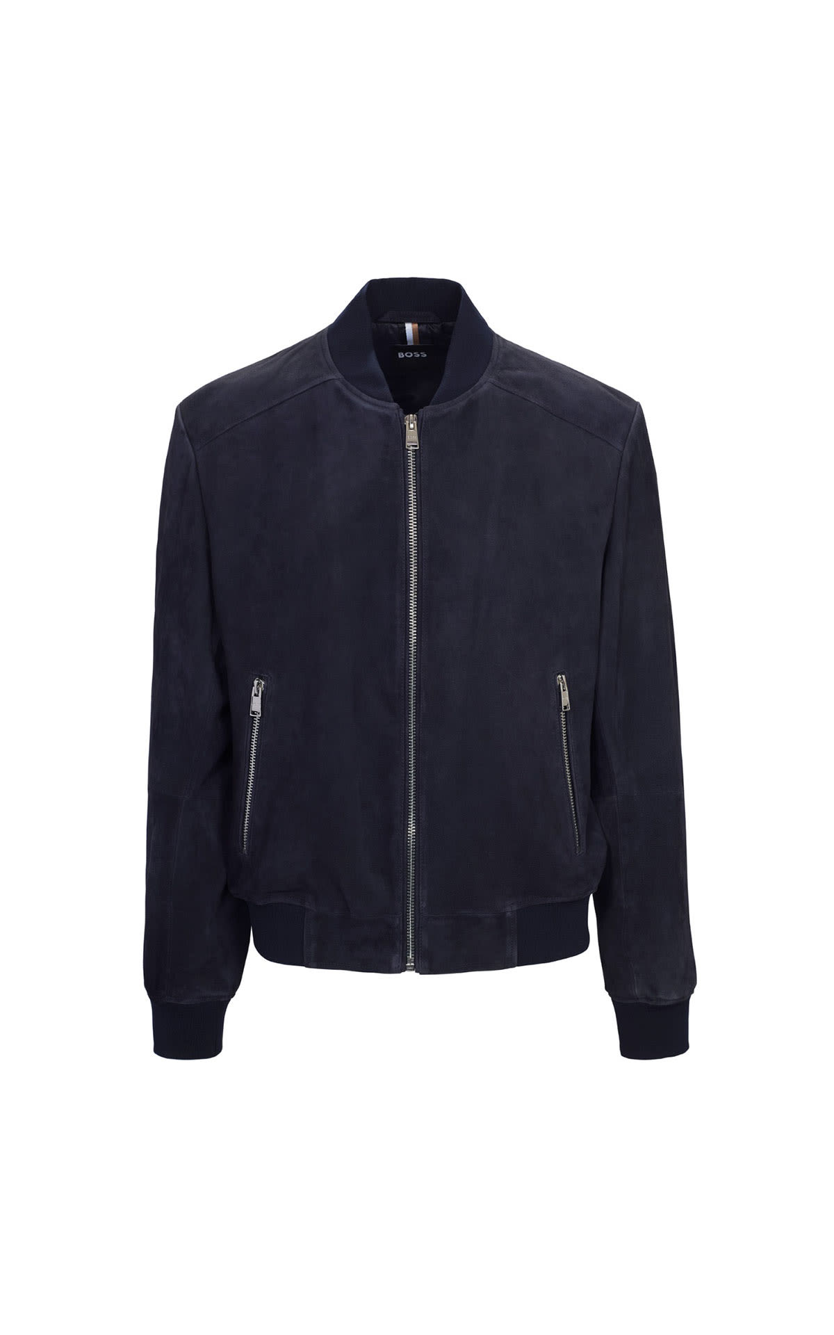 Blue Suede Bomber Jacket boss outlet barcelona la roca village