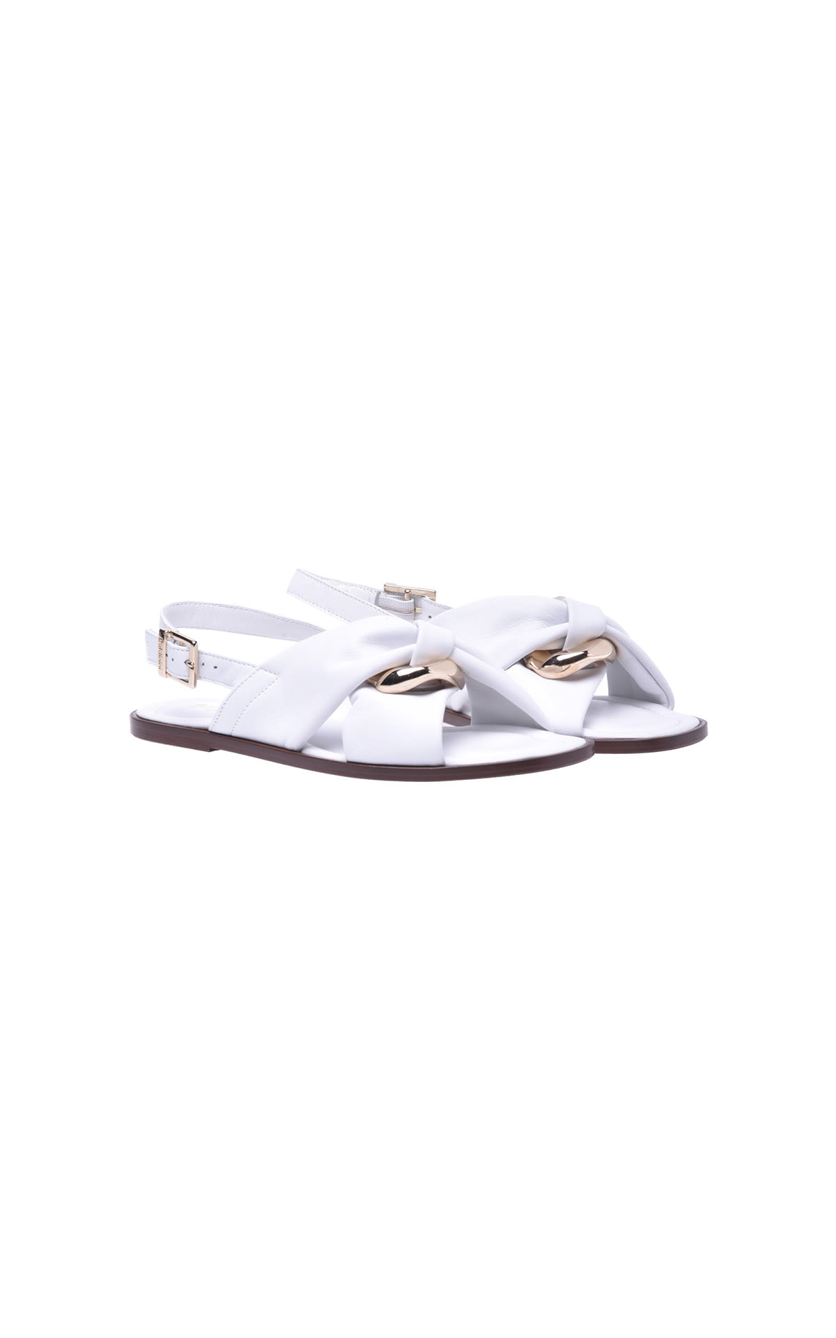 White sandal with gold details