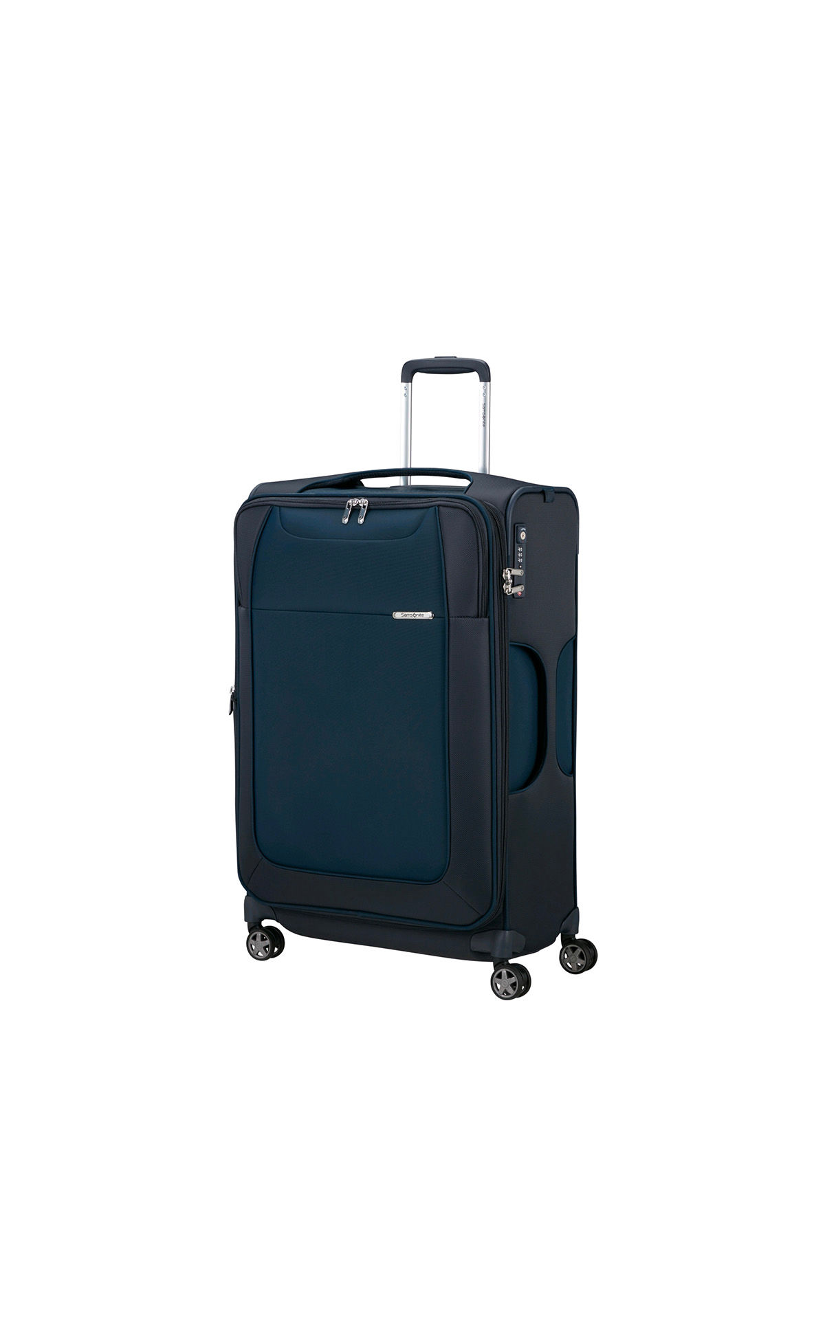 Samsonite blue and black suitcase