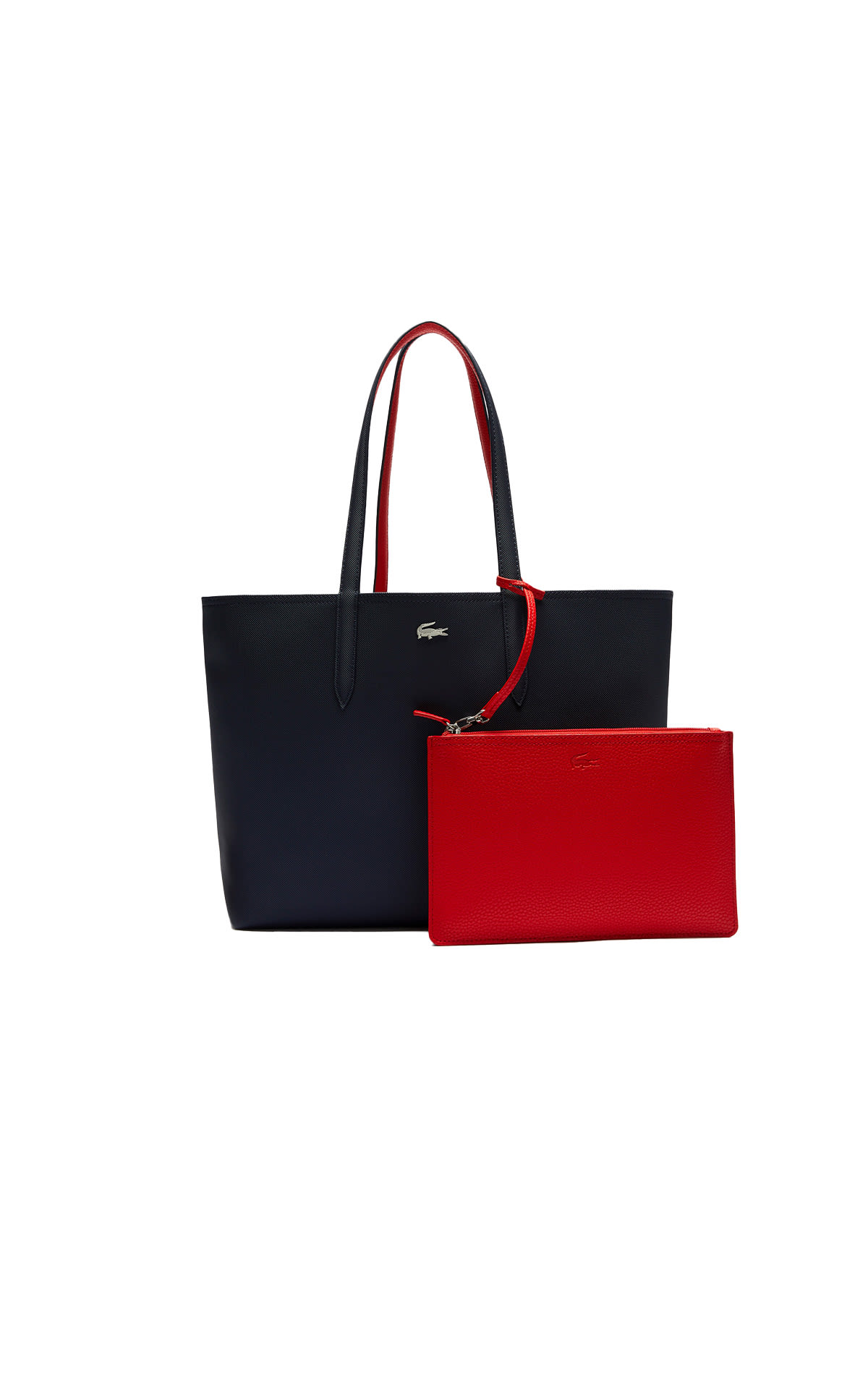 Lacoste Anna reversible tote pouch navy red from Bicester Village