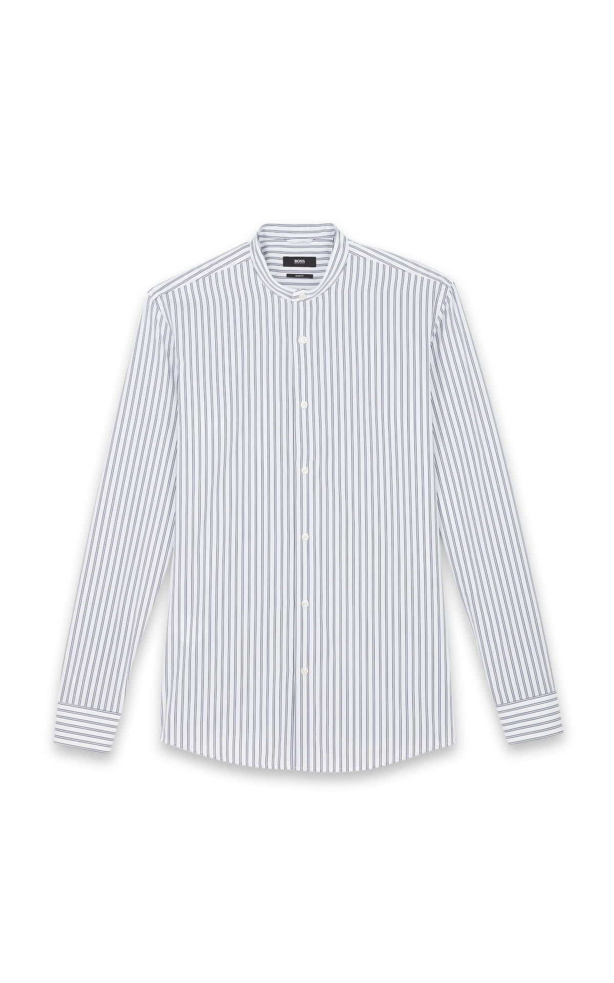 Mandarin collar striped shirt*
