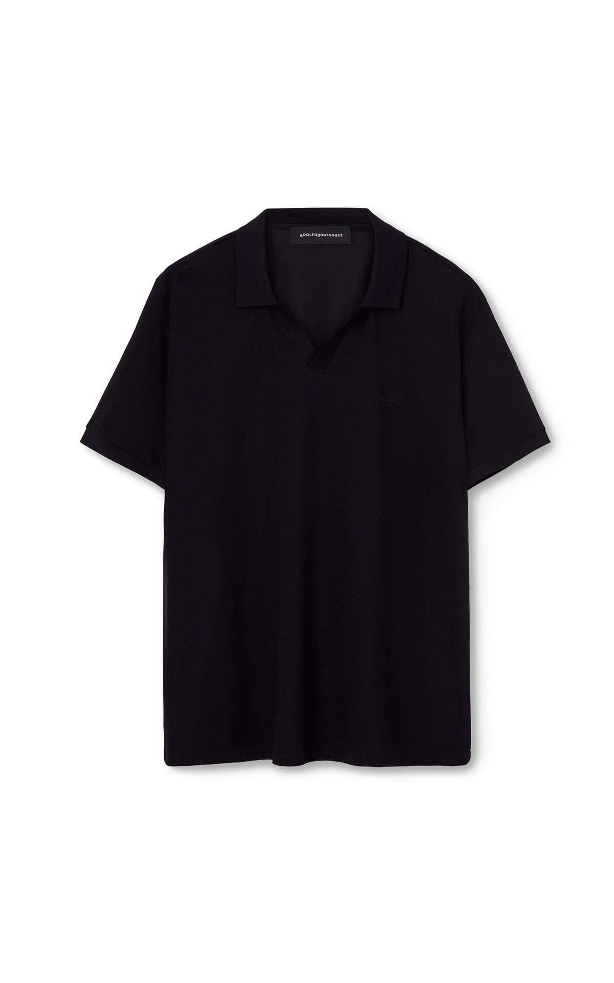 Black T-shirt with collar Adolfo Dominguez