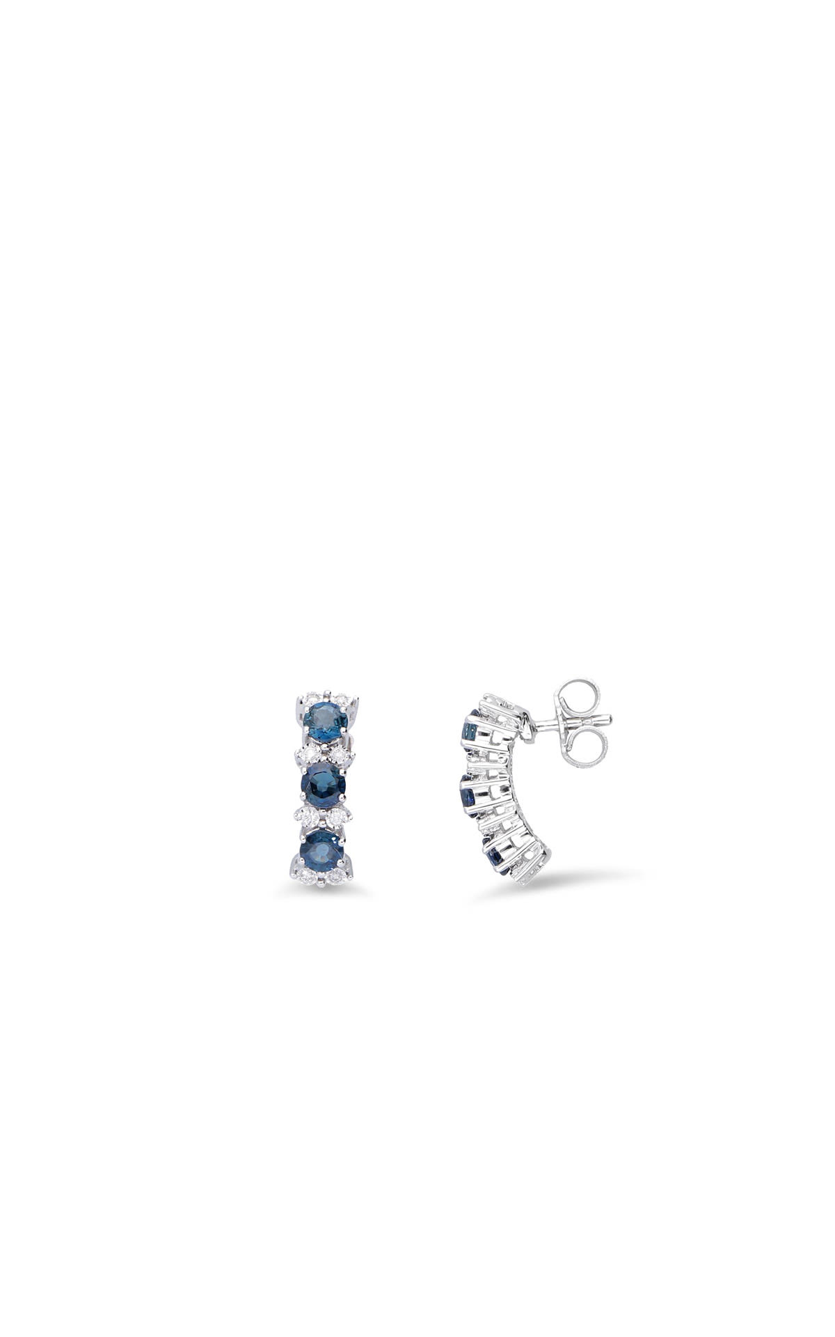White gold trilogy earrings with diamonds and sapphires Luxury Zone