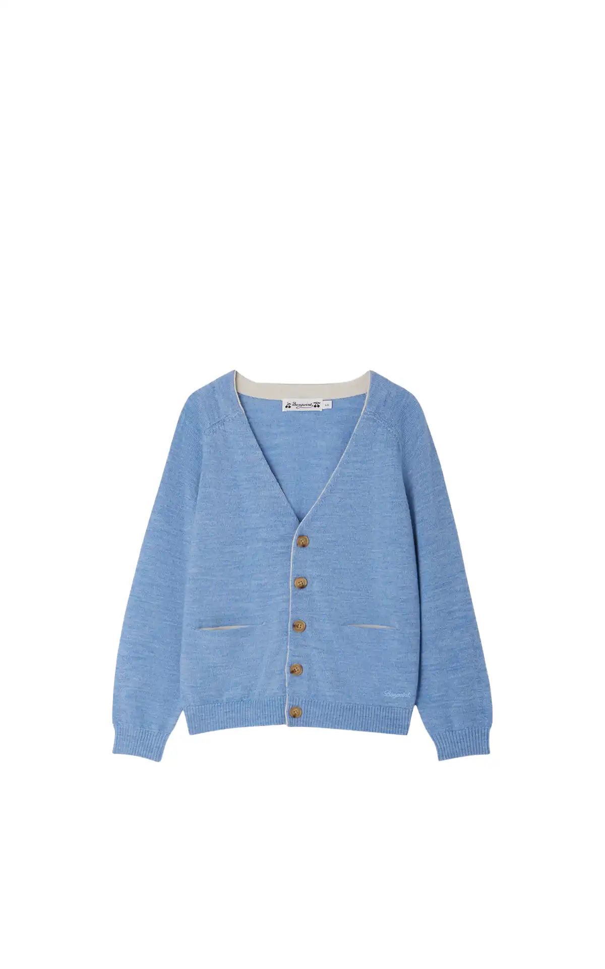 Bonpoint girl wool blue cardigan La Vallée Village