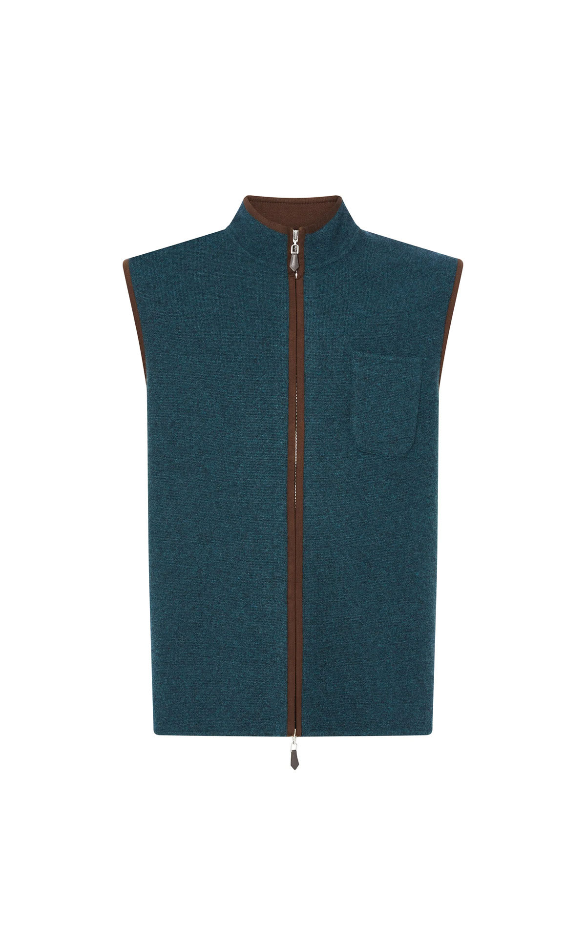 N. Peal Milano suede trim cashmere gilet from Bicester Village