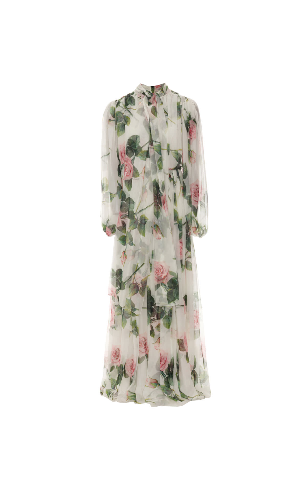 Dolce & Gabbana Rose print silk chiffon maxi dress from Bicester Village