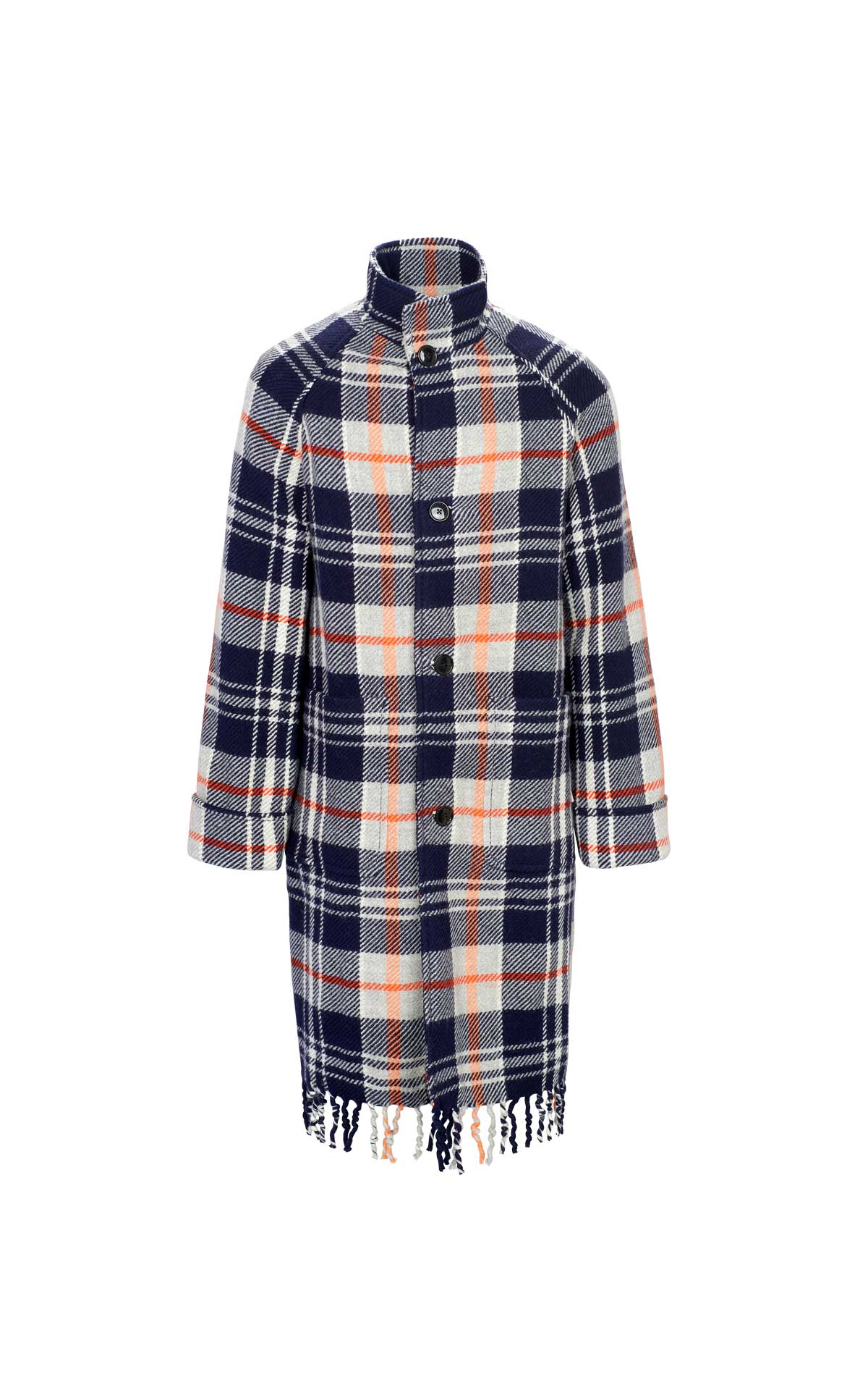 Classic checkered coat with fringes KENZO
