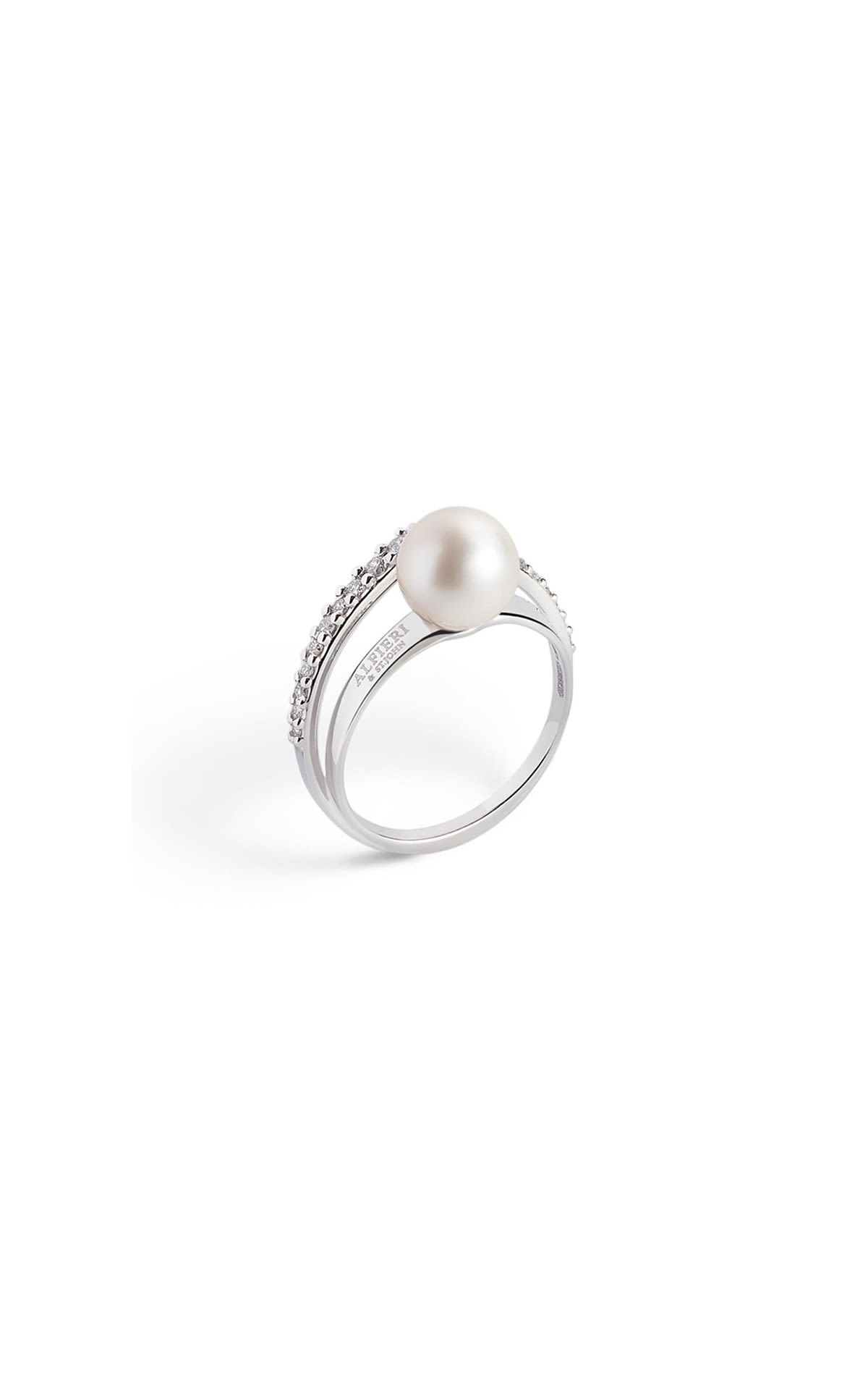  ALFIERI & ST. JOHN | Luxury Zone White gold ring with Akoya pearl and diamonds