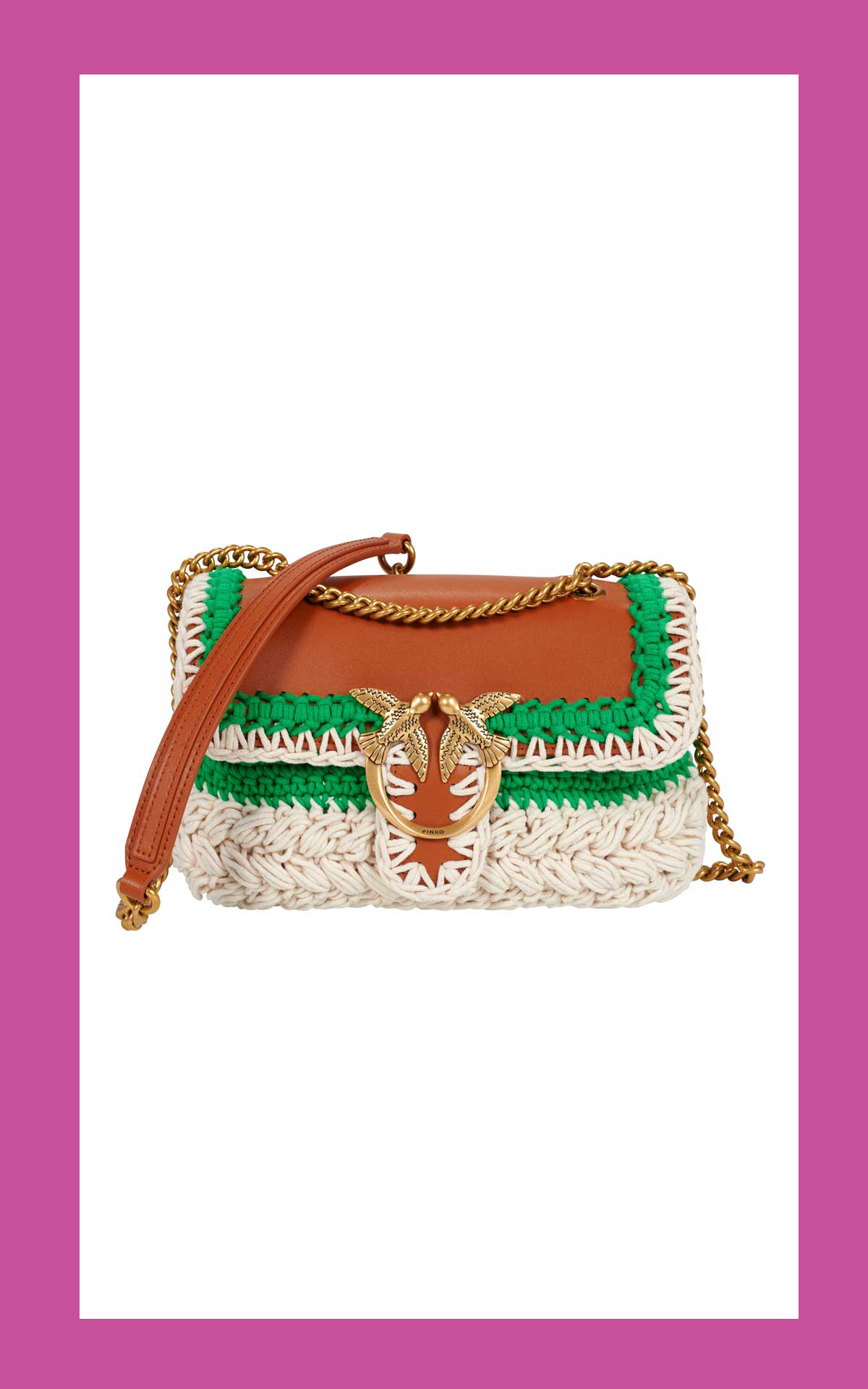 Green white crochet bag PINKO