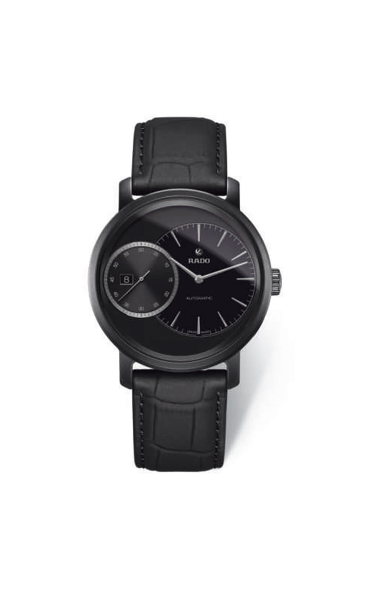 Rado black watch with leather strap