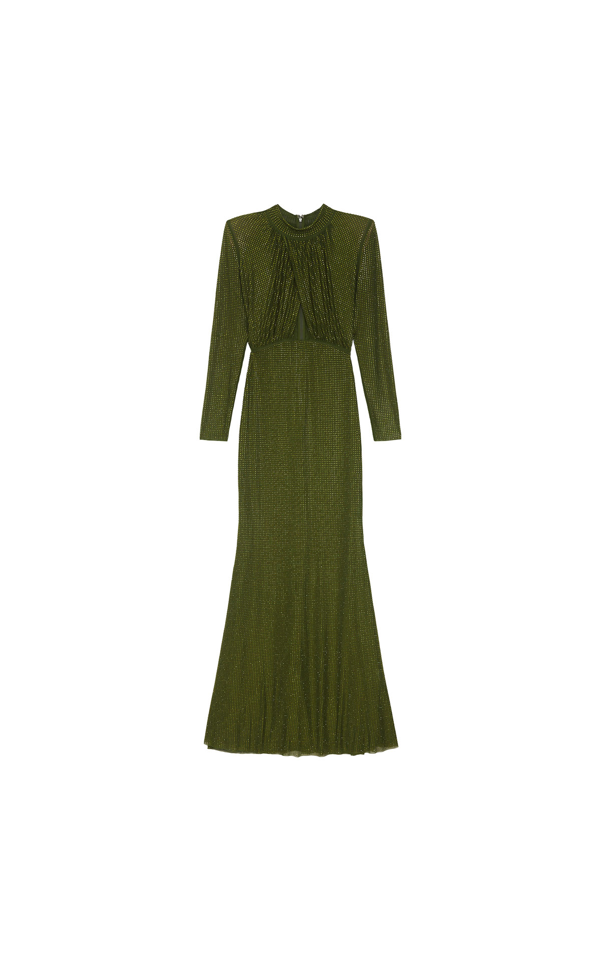 Self Portrait Olive green rhinestone maxi dress from Bicester Village
