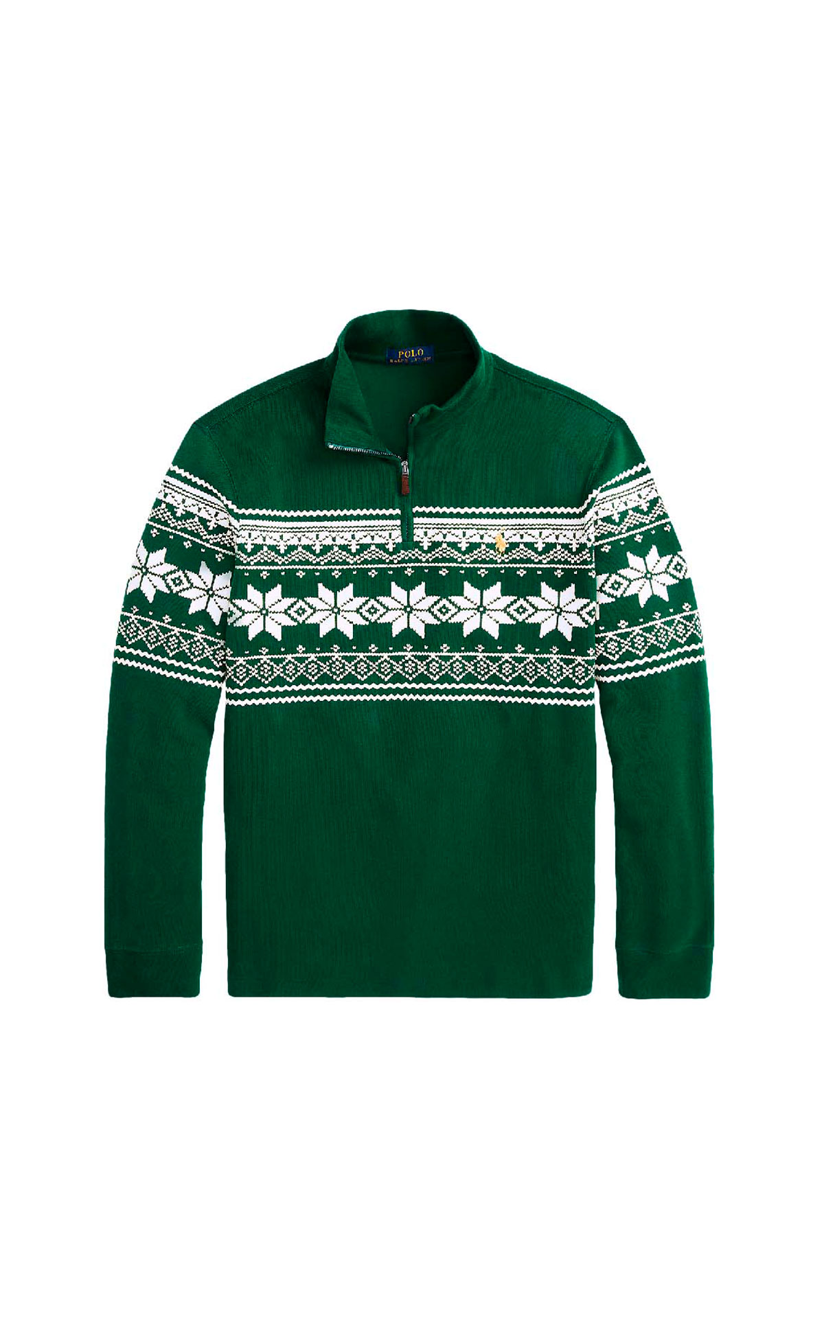 Green knitted sweater with half zip and print Polo Ralph Launre Men