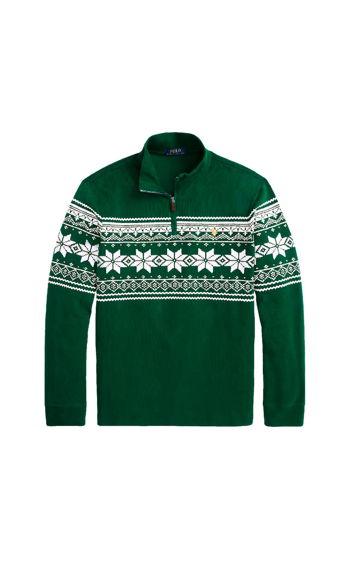 Green knitted sweater with half zip and print Polo Ralph Launre Men