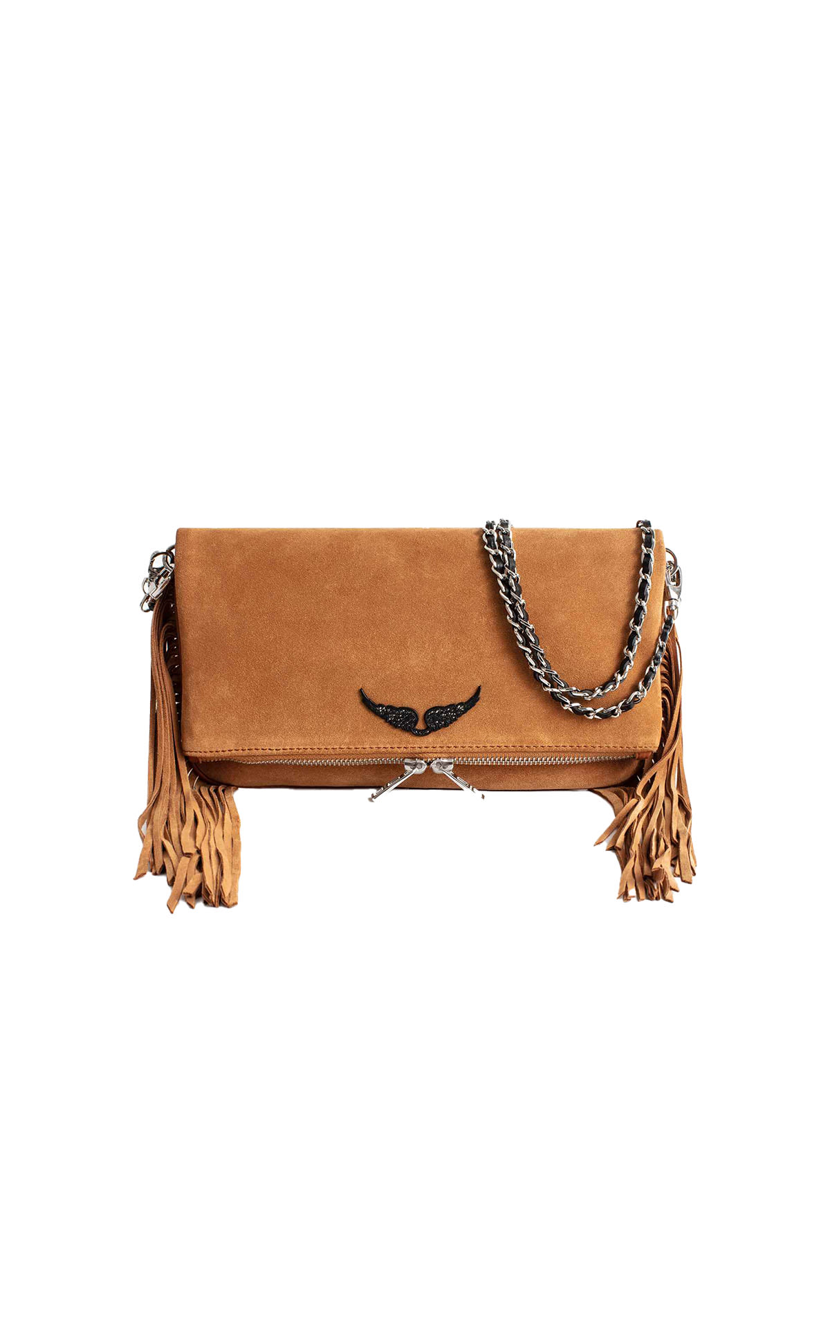 Orange shoulder bag with fringes Zadig & Voltaire outlet madrid las rozas village