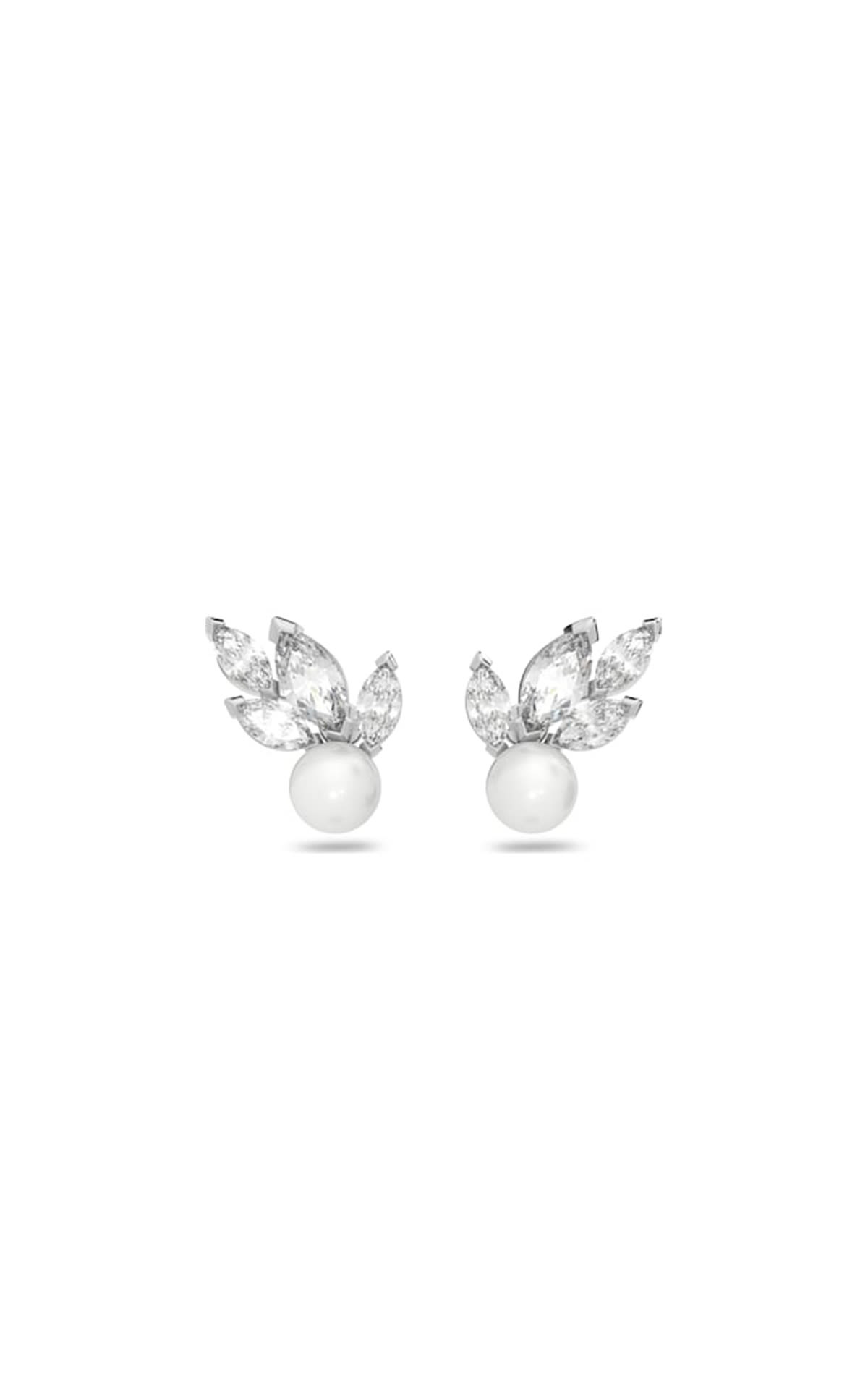 Orecchini a lobo Louison Pearl bianchi placcati in rodio Swarovski