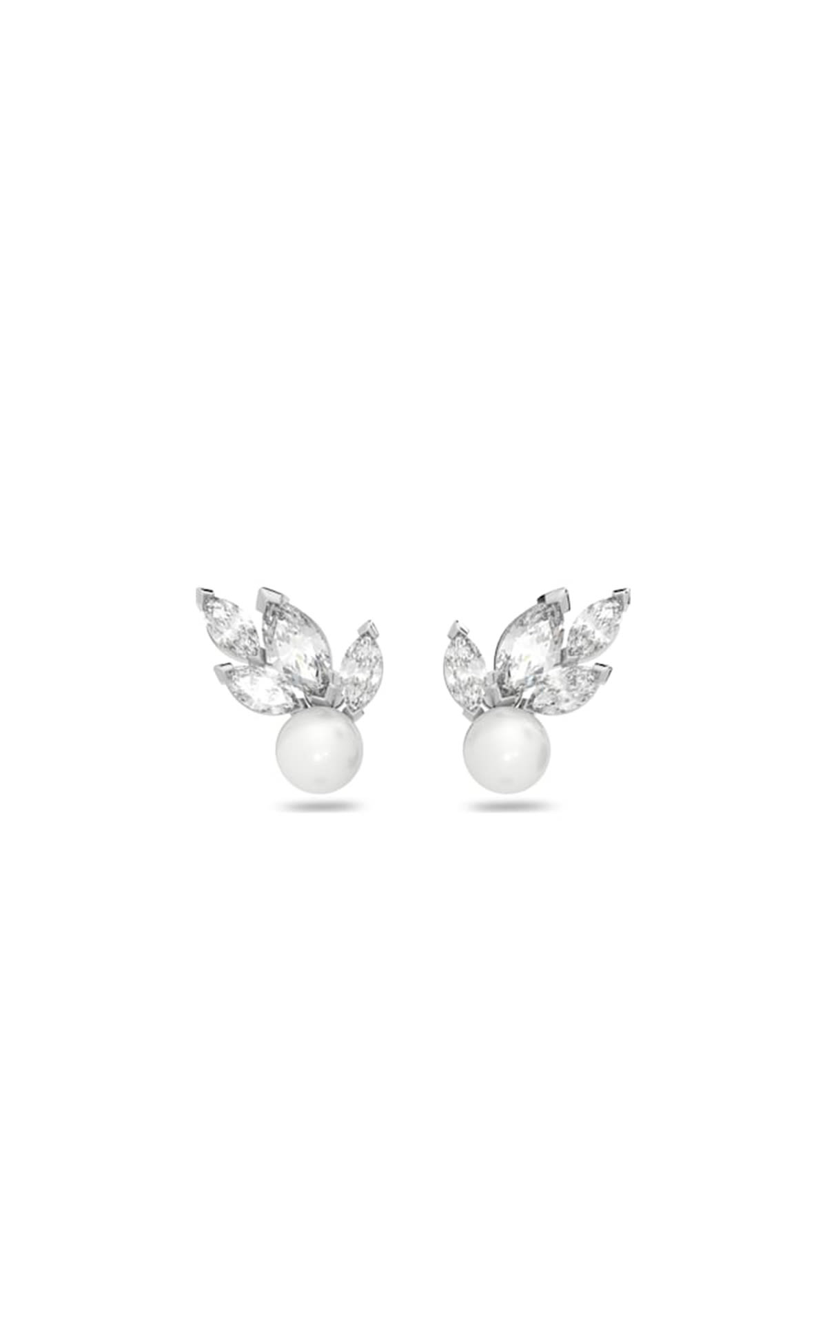 Swarovski Louison Pearl stud earrings, white rhodium-plated
