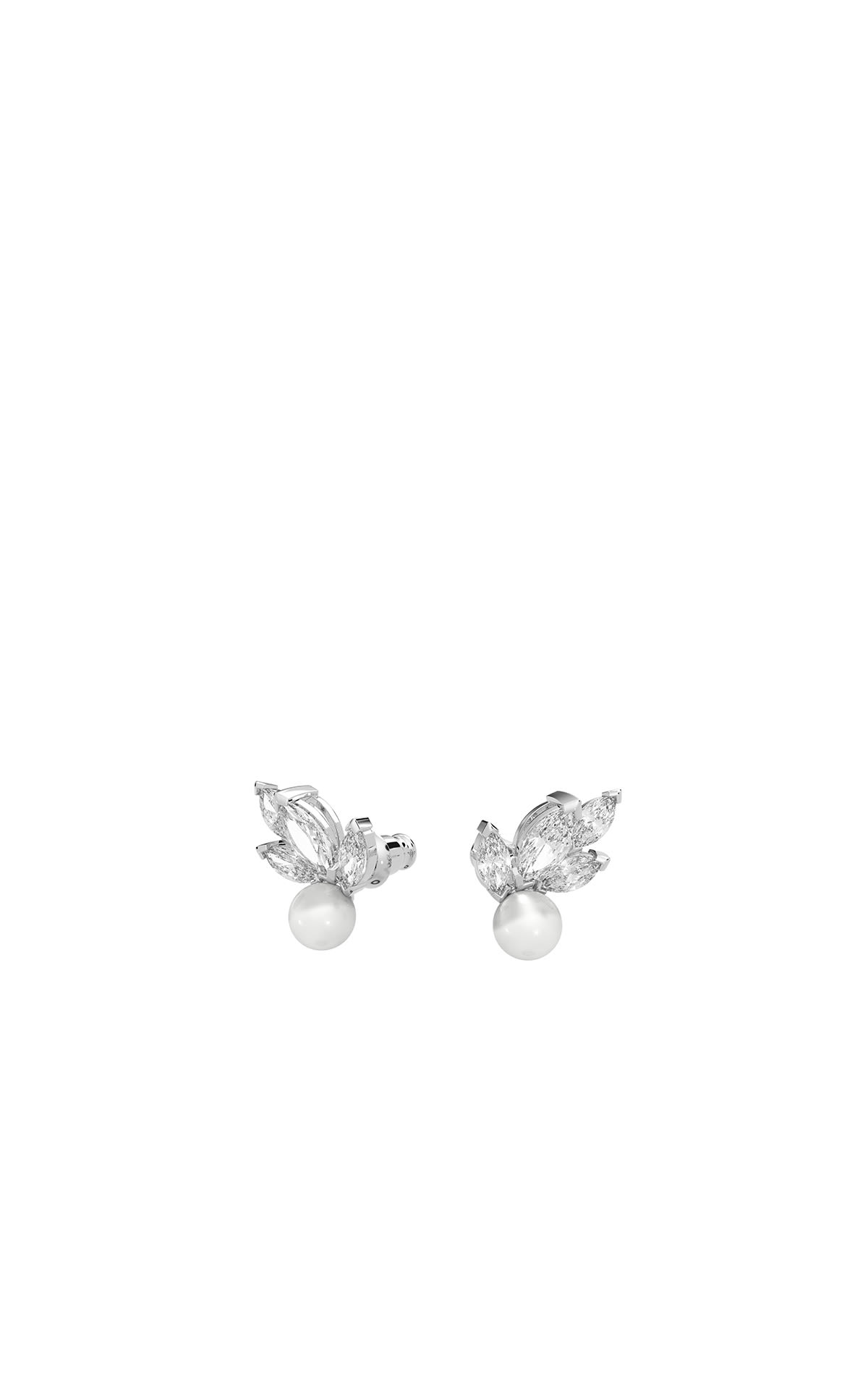 Swarovski Louison Pearl stud earrings, white rhodium-plated