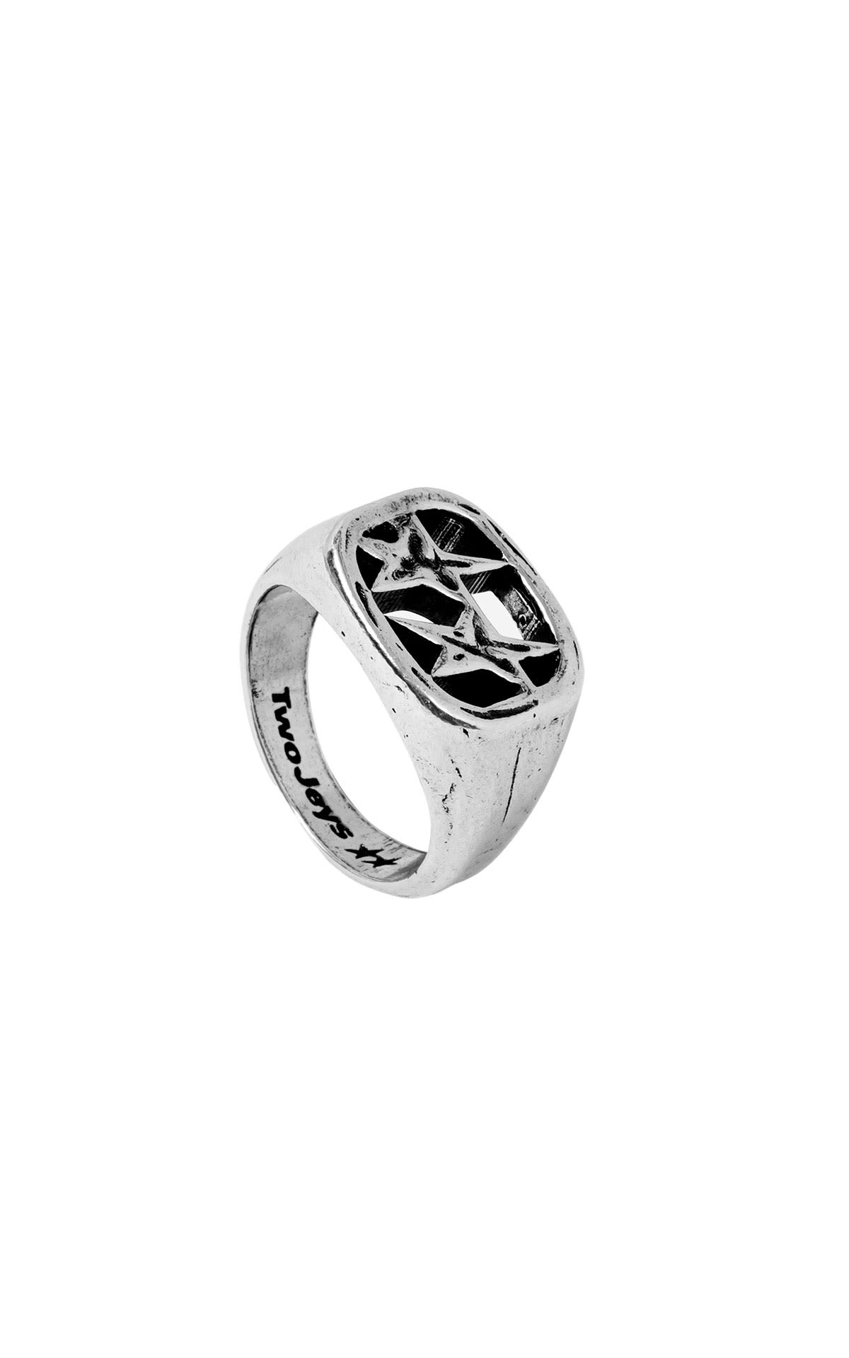 Anillo plata grabado estrellas two jeys outlet barcelona la roca village