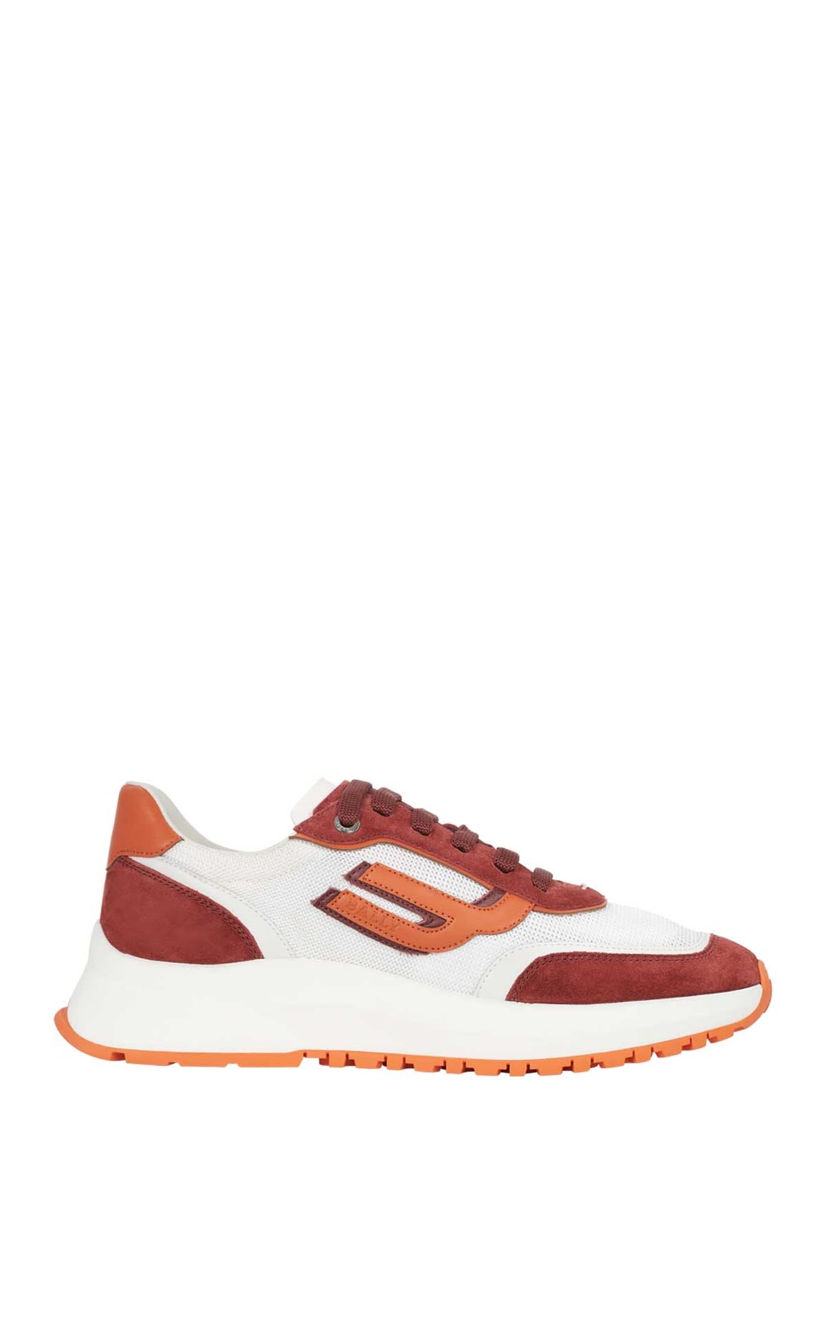 White sneaker with red and orange details Bally