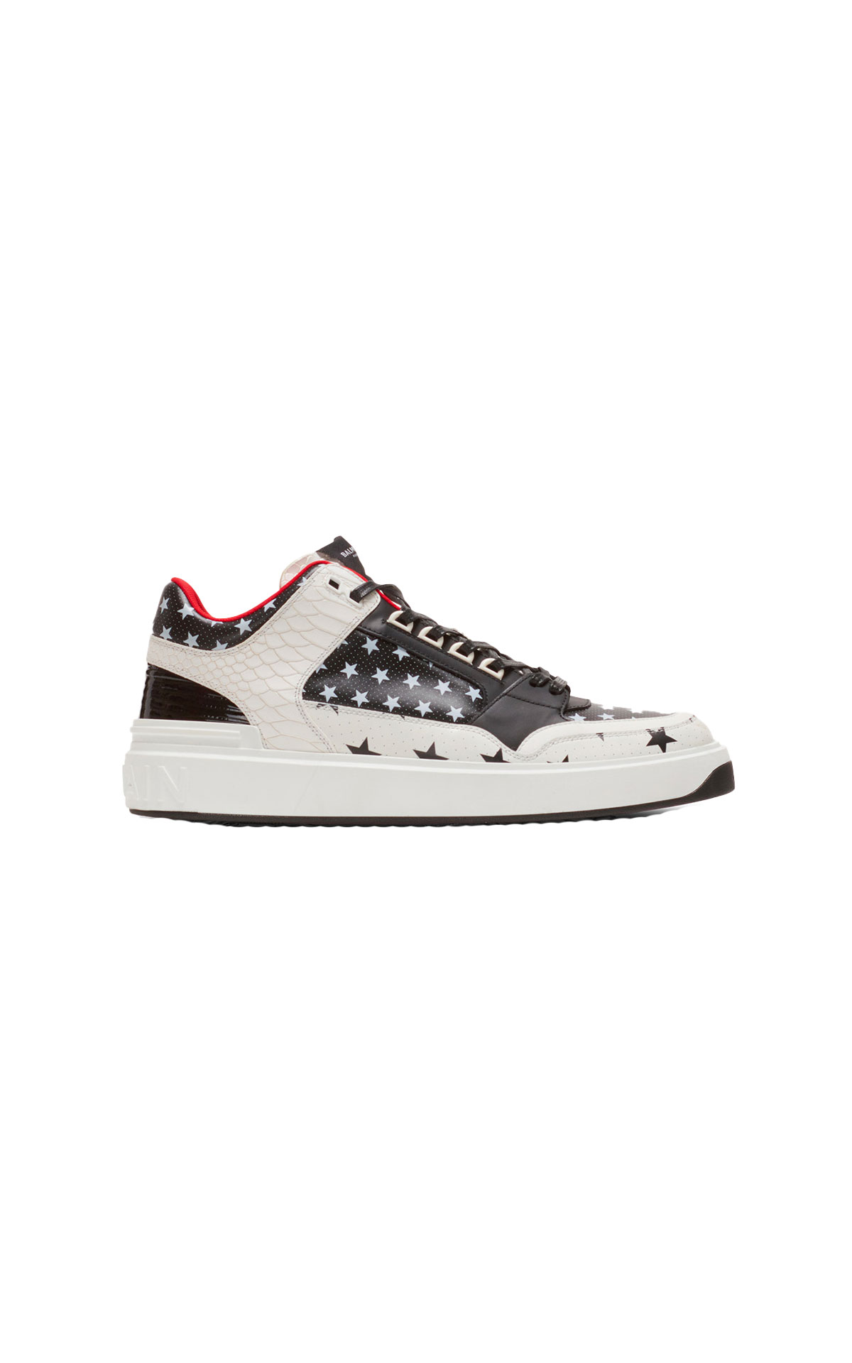 Balmain B-court mid top in calfskin star print from Bicester Village