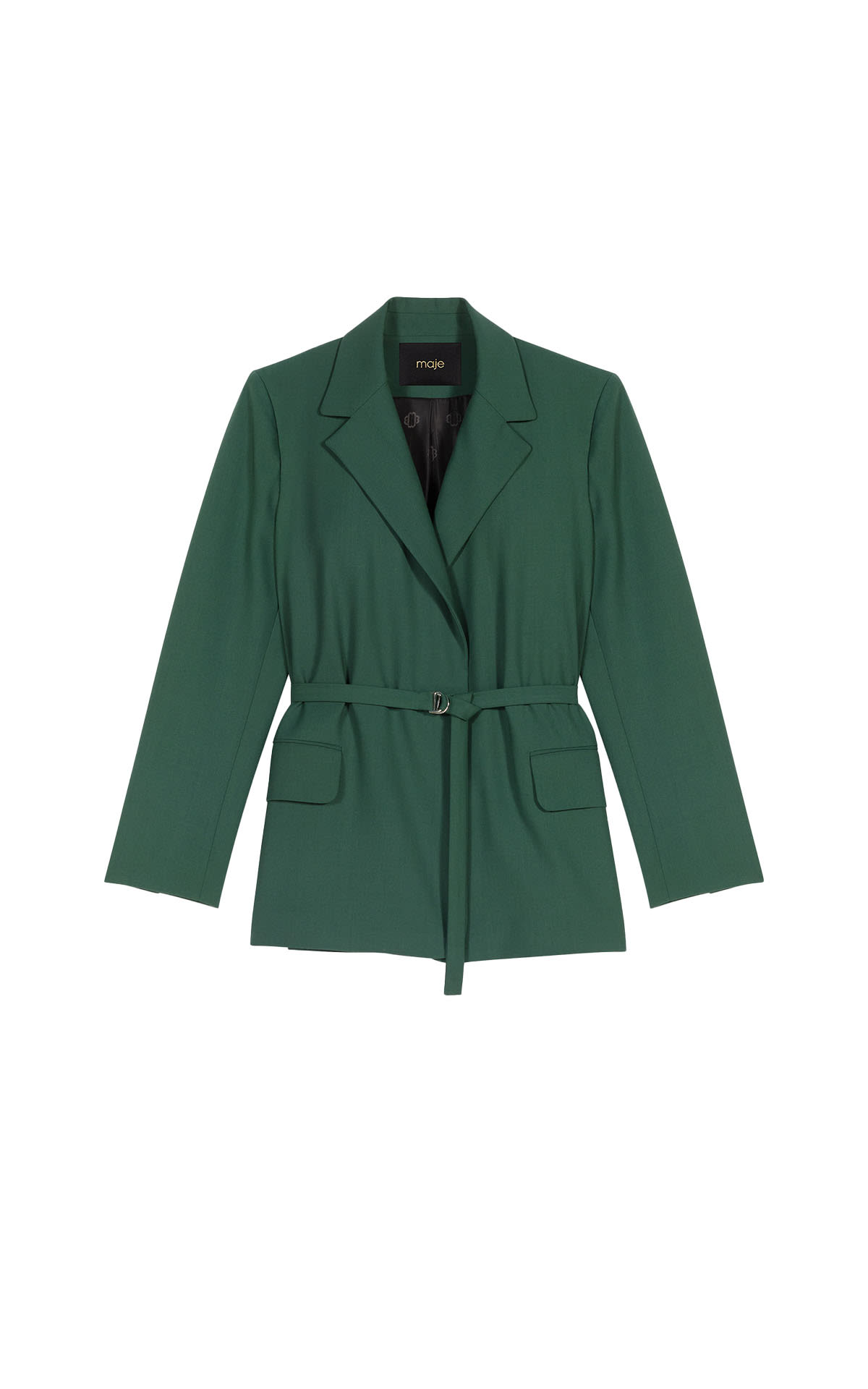Green blazer with belt  maje outlet madrid las rozas village