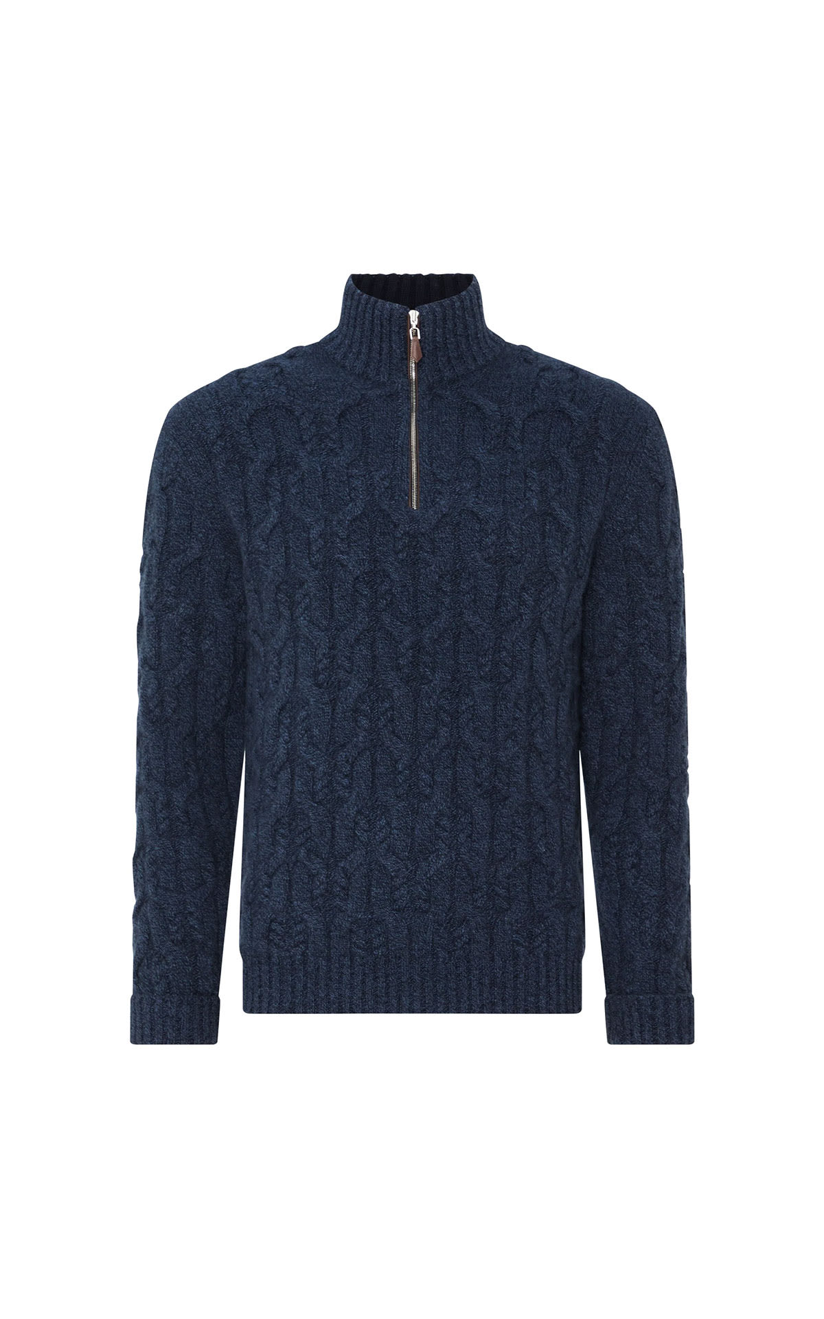N. Peal Textured cable half zip cashmere jumper hurricane blue from Bicester Village