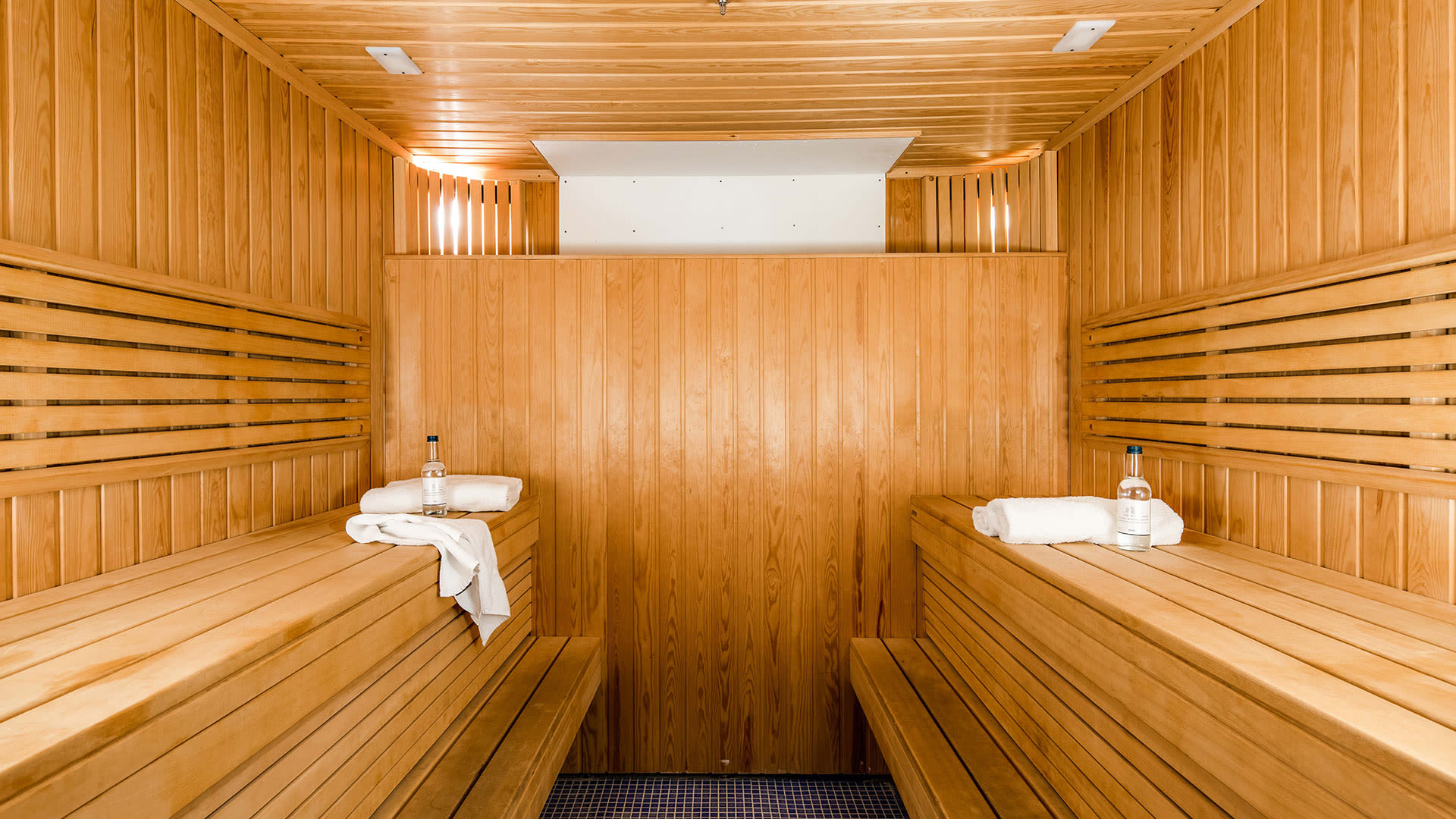 Sauna room at the spa in the Randolph Hotel in Oxford