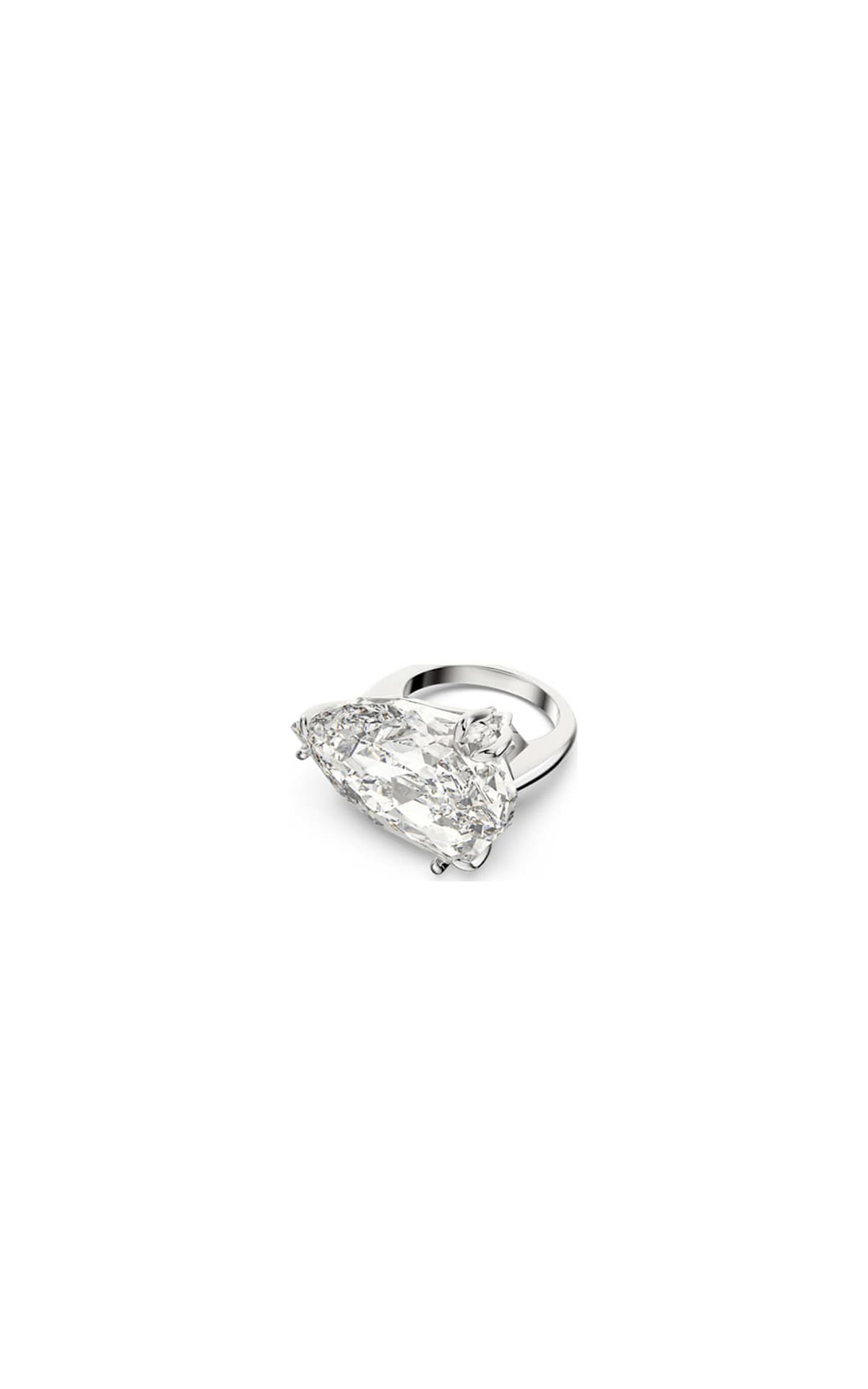 Anello cocktail Mesmera con taglio Trilliant bianco, placcato in rodio Swarovski