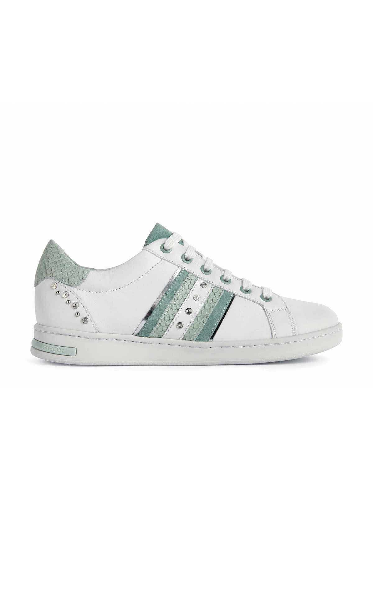 White sneaker with green details Geox