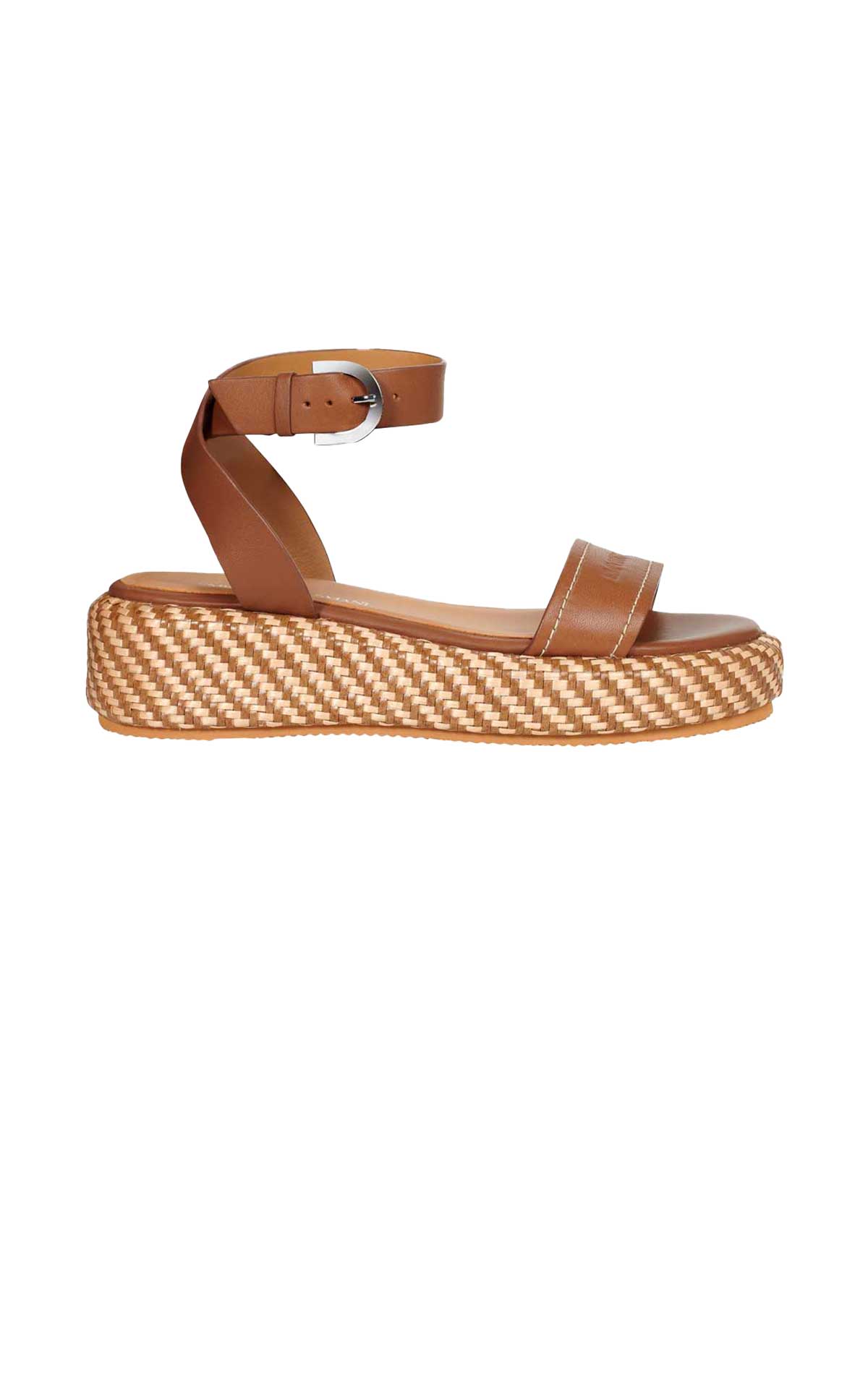 Flat leather sandals with platform Armani