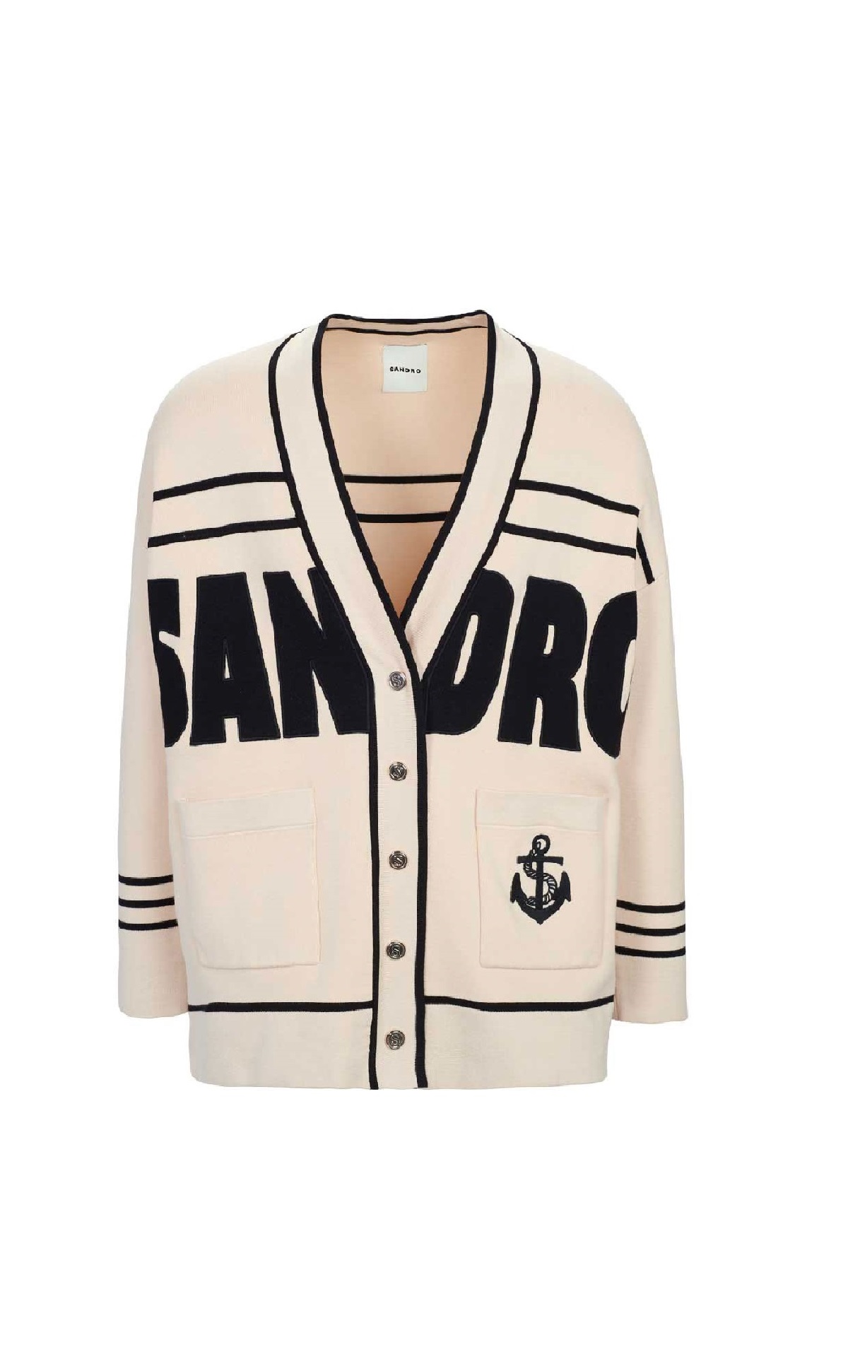 Beige cardigan with signature logo Sandro