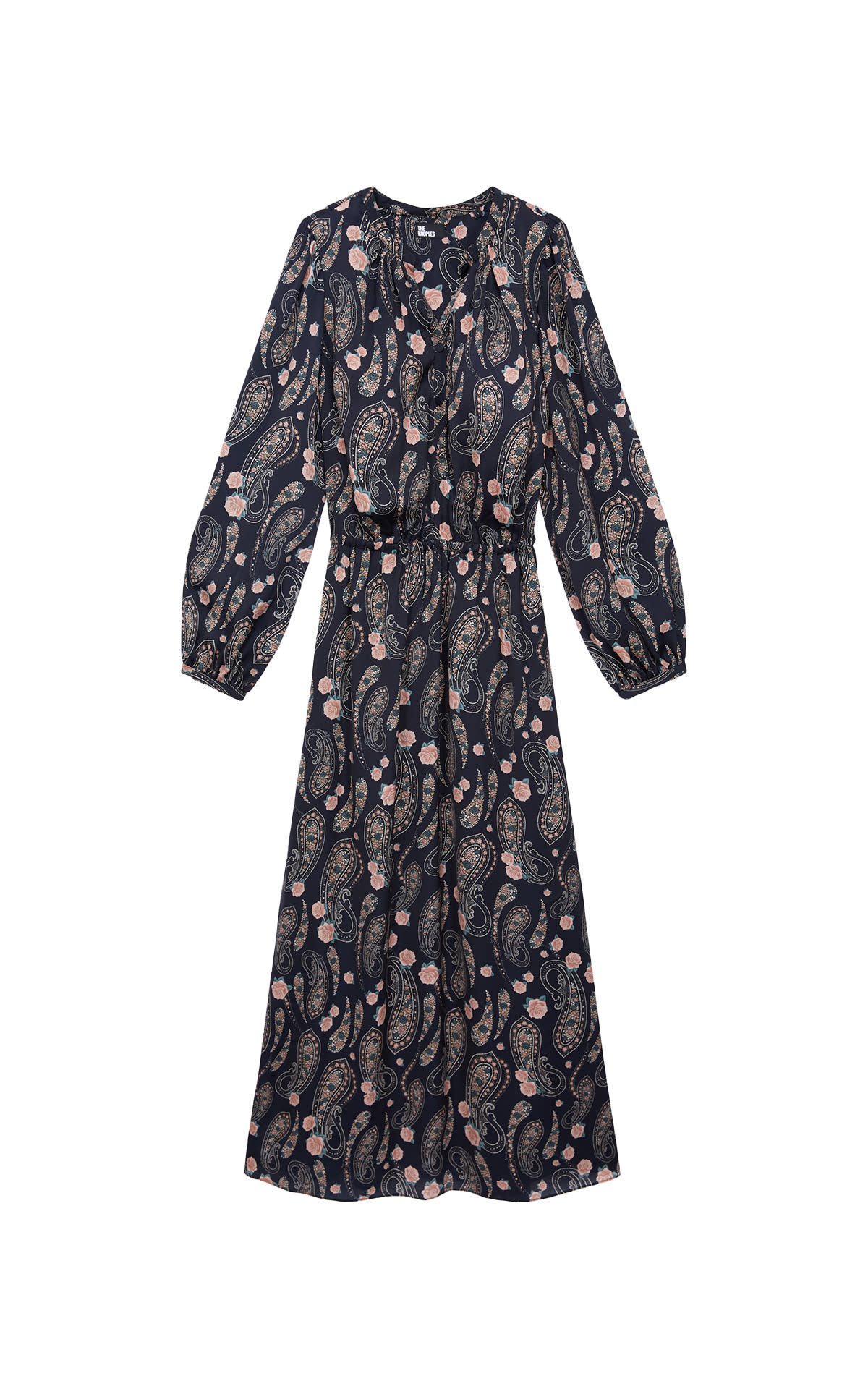 Long dress with elasticated waist print The Kooples outlet madrid las rozas village