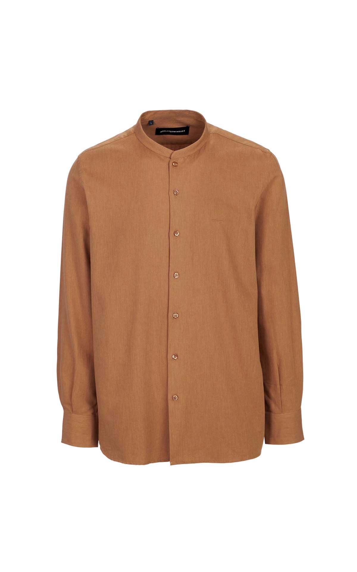 Camisa camel de lino Adolfo DOminguez outlet barcelona la roca village