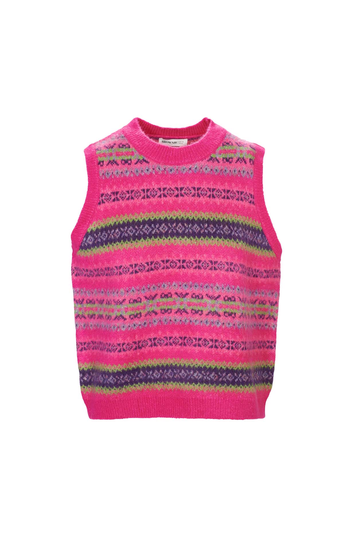 Striped pink knit vest Brownie