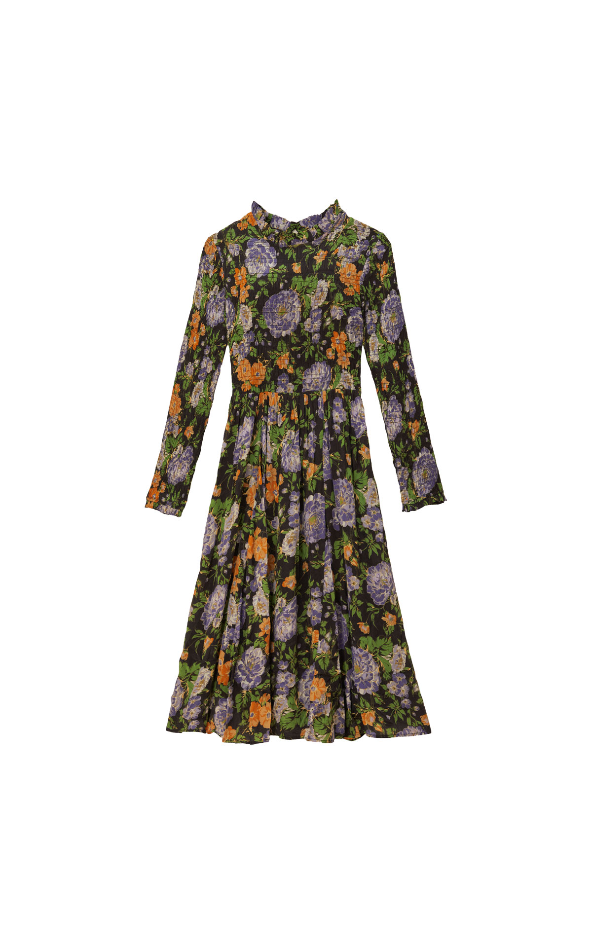 Farm Rio Black capri floral midi dress long sleeve from Bicester Village