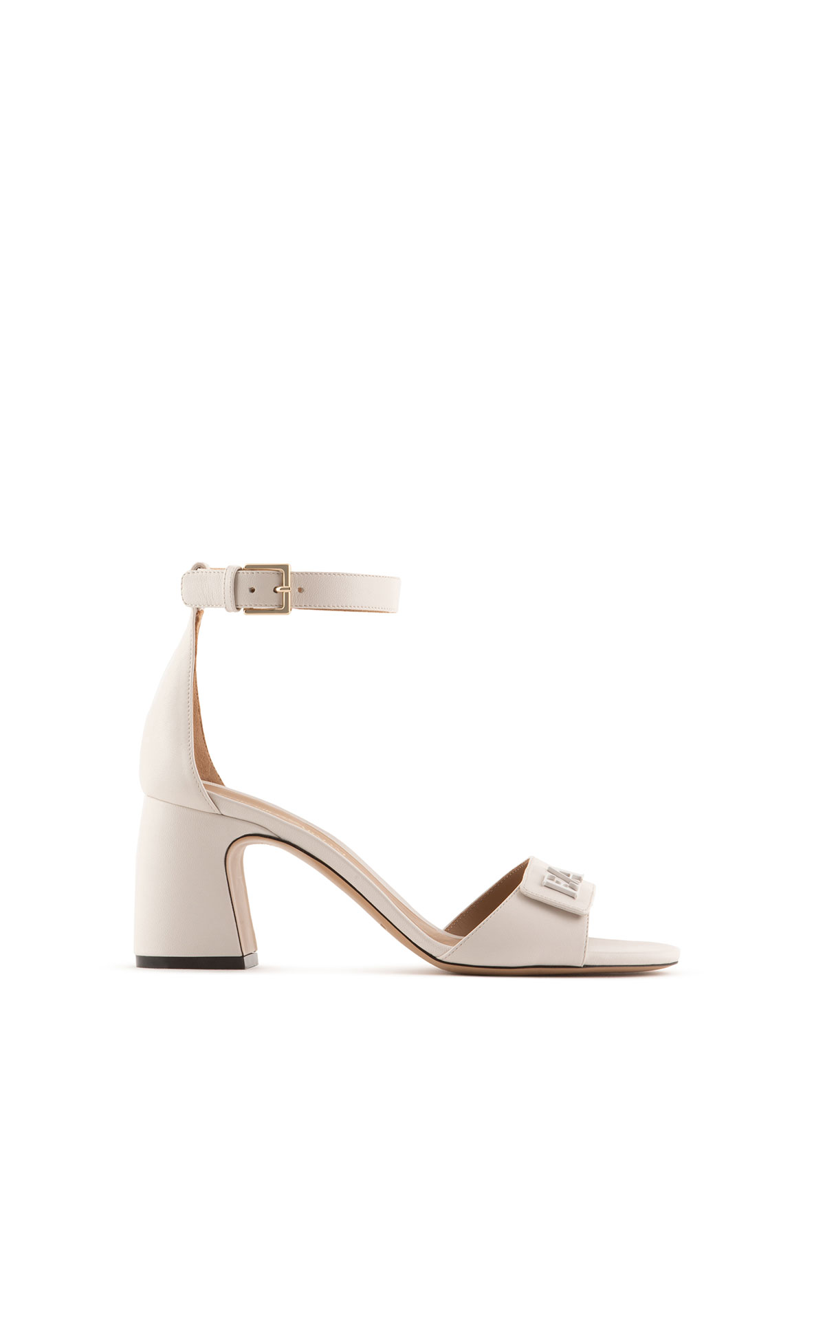 White leather sandals with heel armani