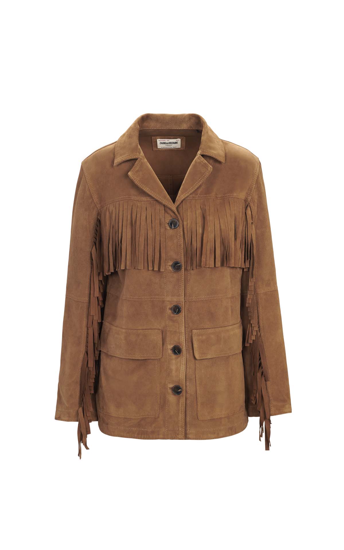 Brown suede jacket with fringes zadig & voltaire outlet madrid las rozas village