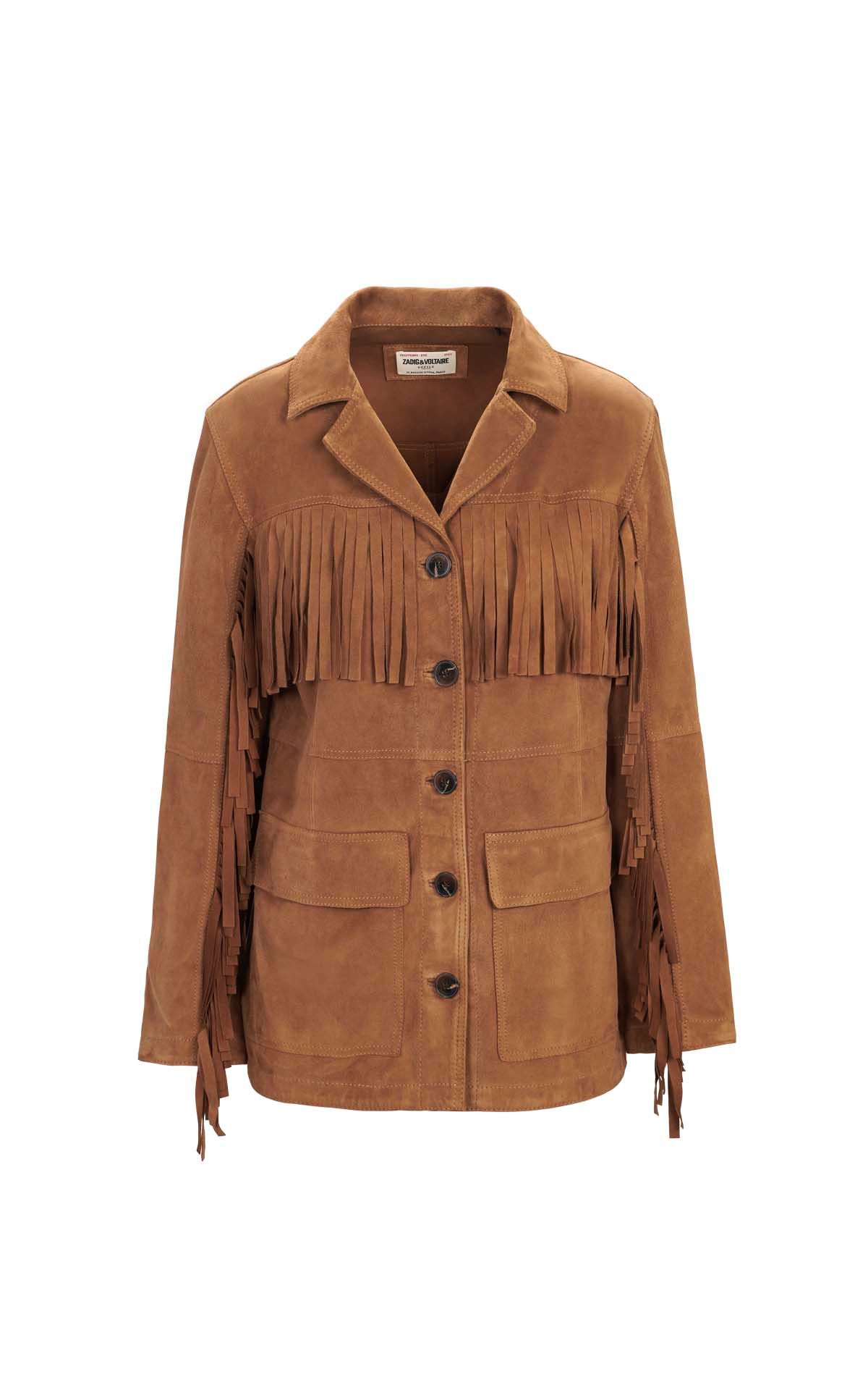 Brown suede jacket with fringes zadig & voltaire outlet madrid las rozas village