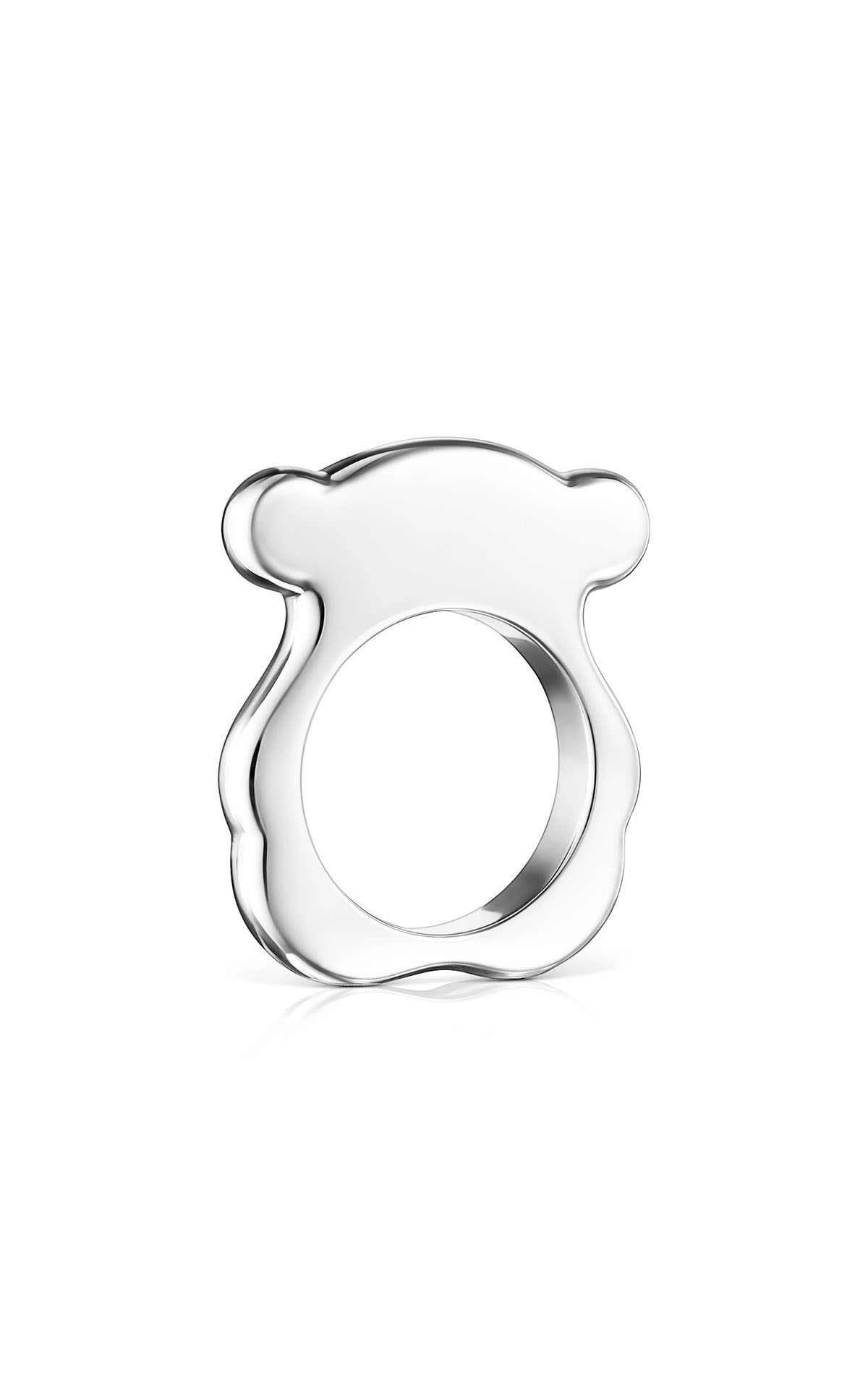 Tous shiny silver bear ring