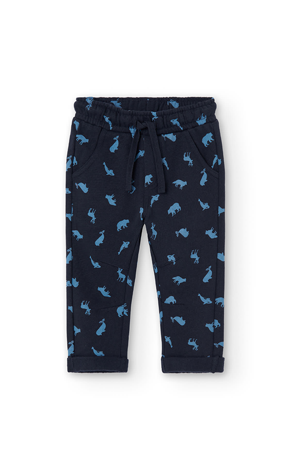 Pantalón azul marino con estampado de animales boboli