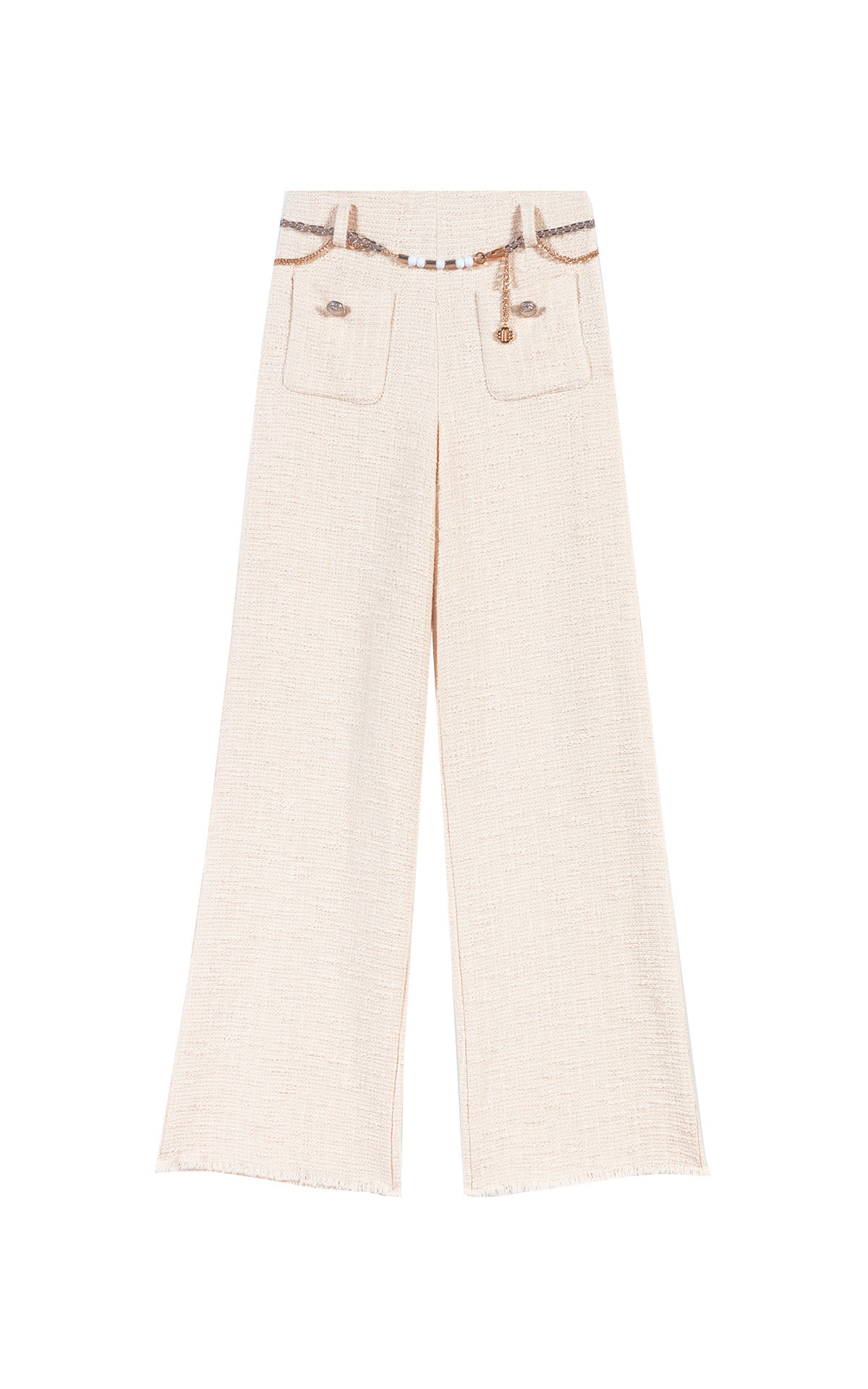 White flared pants  maje outlet barcelona la roca village