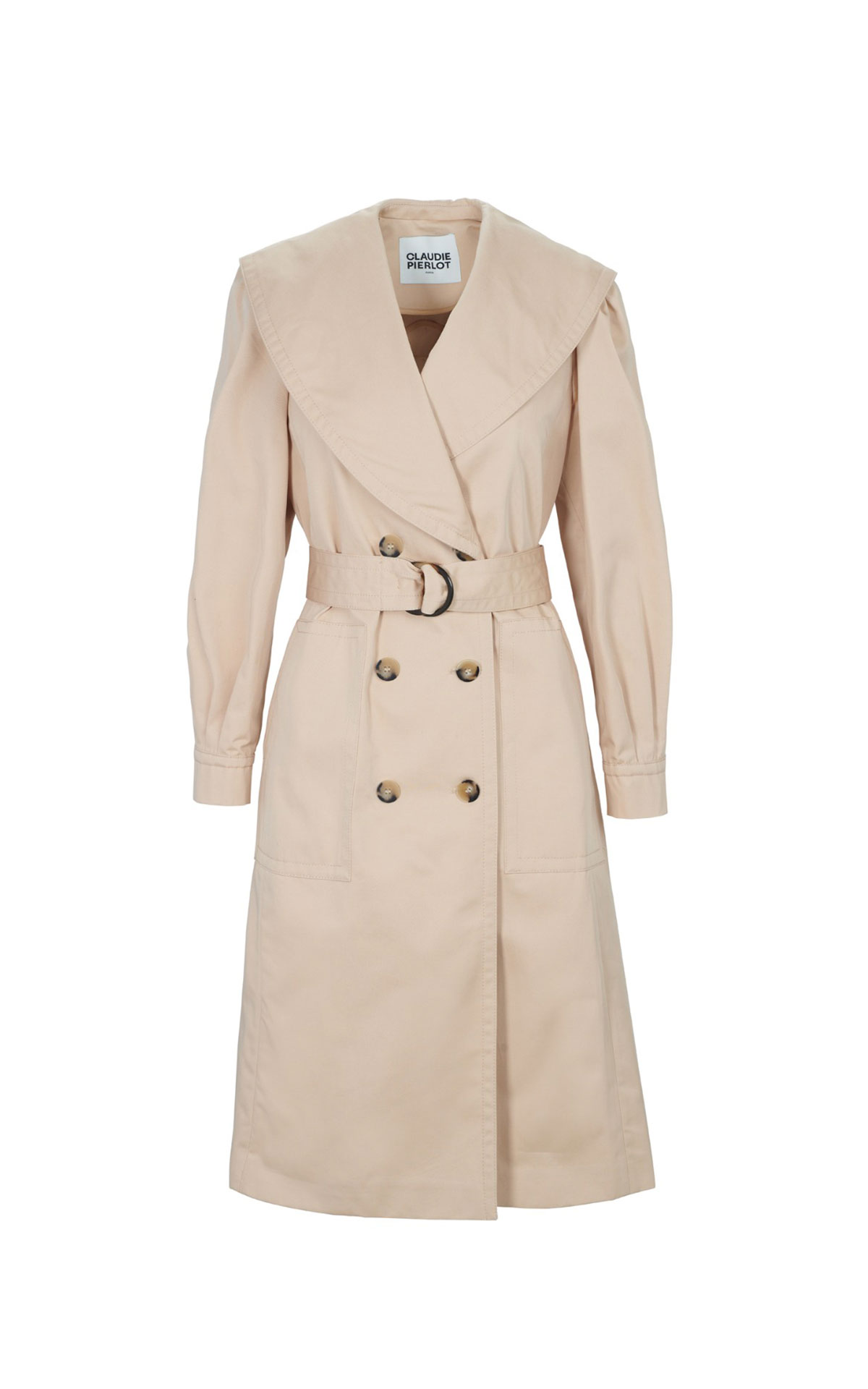 Beige buttoned trench coat with belt Claudie Pierlot