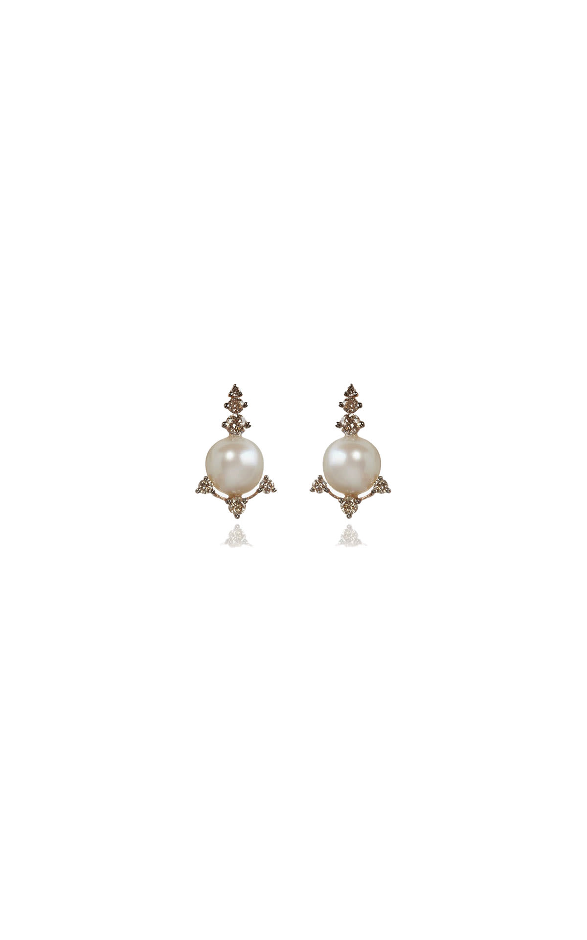 Annoushka 18ct rose gold diamond and pearl studs from Bicester Village
