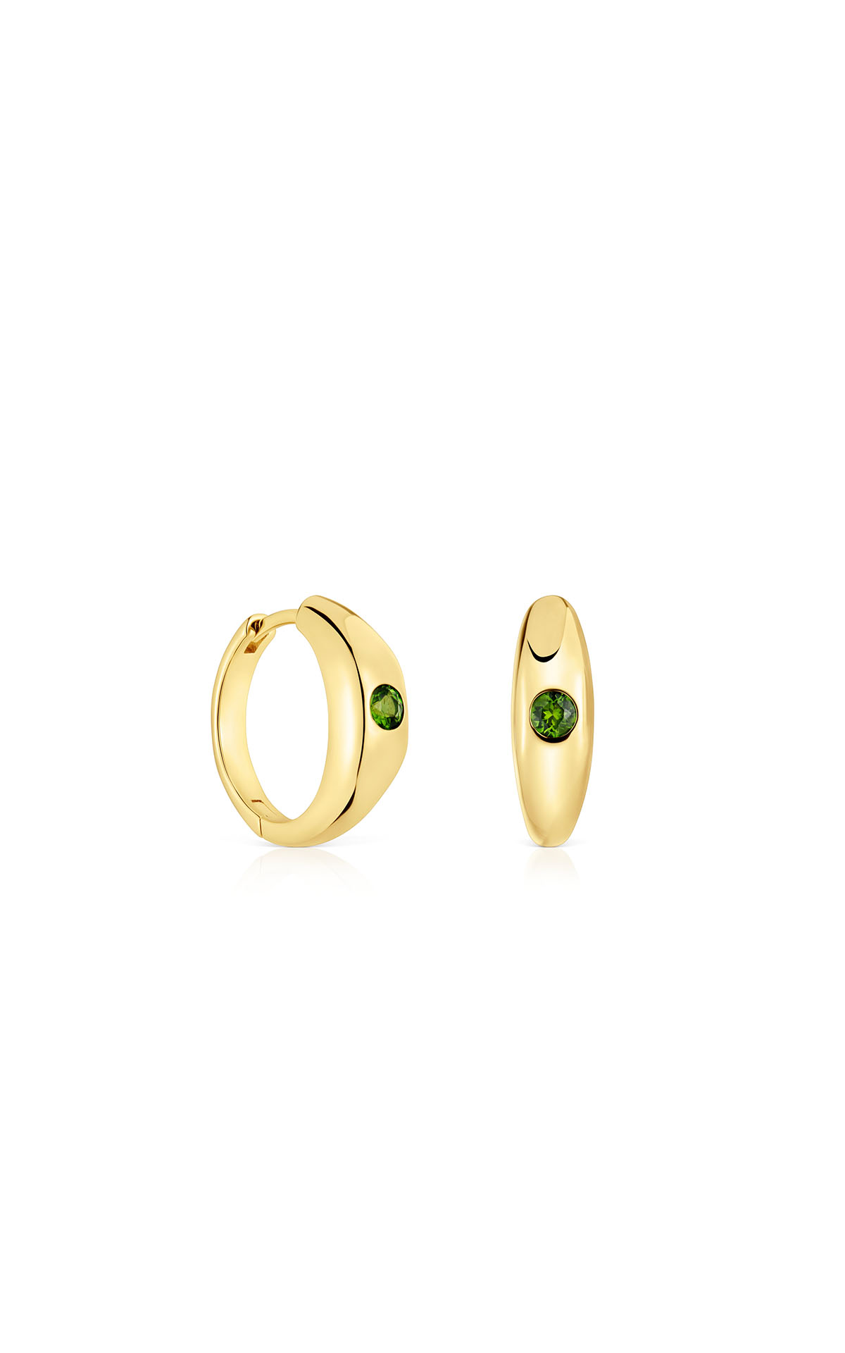Gold hoop earrings with green diamond Tous outlet barcelona la roca village