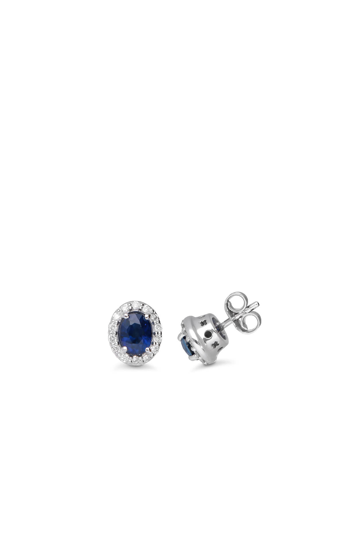 Luxury Zone stud earrings in white gold with diamonds and sapphires
